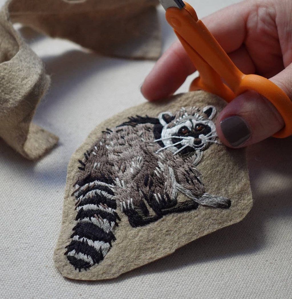 Raccoon Embroidered Patch Kit