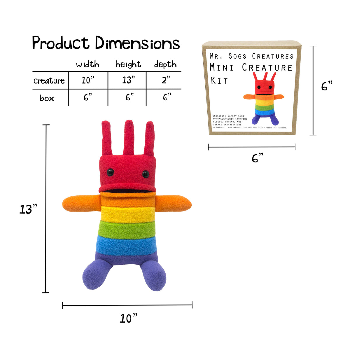 Mini Creatuere Mini Creature DIY Plush Sewing Kit - Rainbow – Make Apothecary