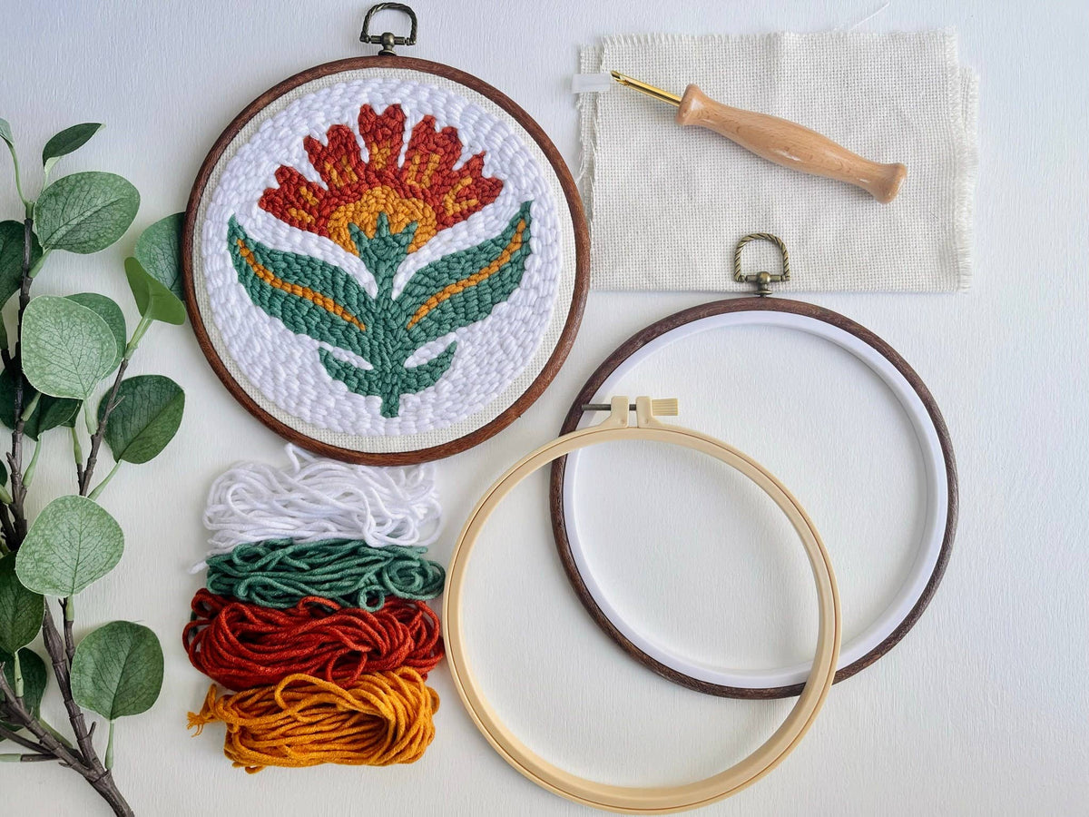 Scandi Floral Punch Needle Embroidery DIY Kit for Beginners