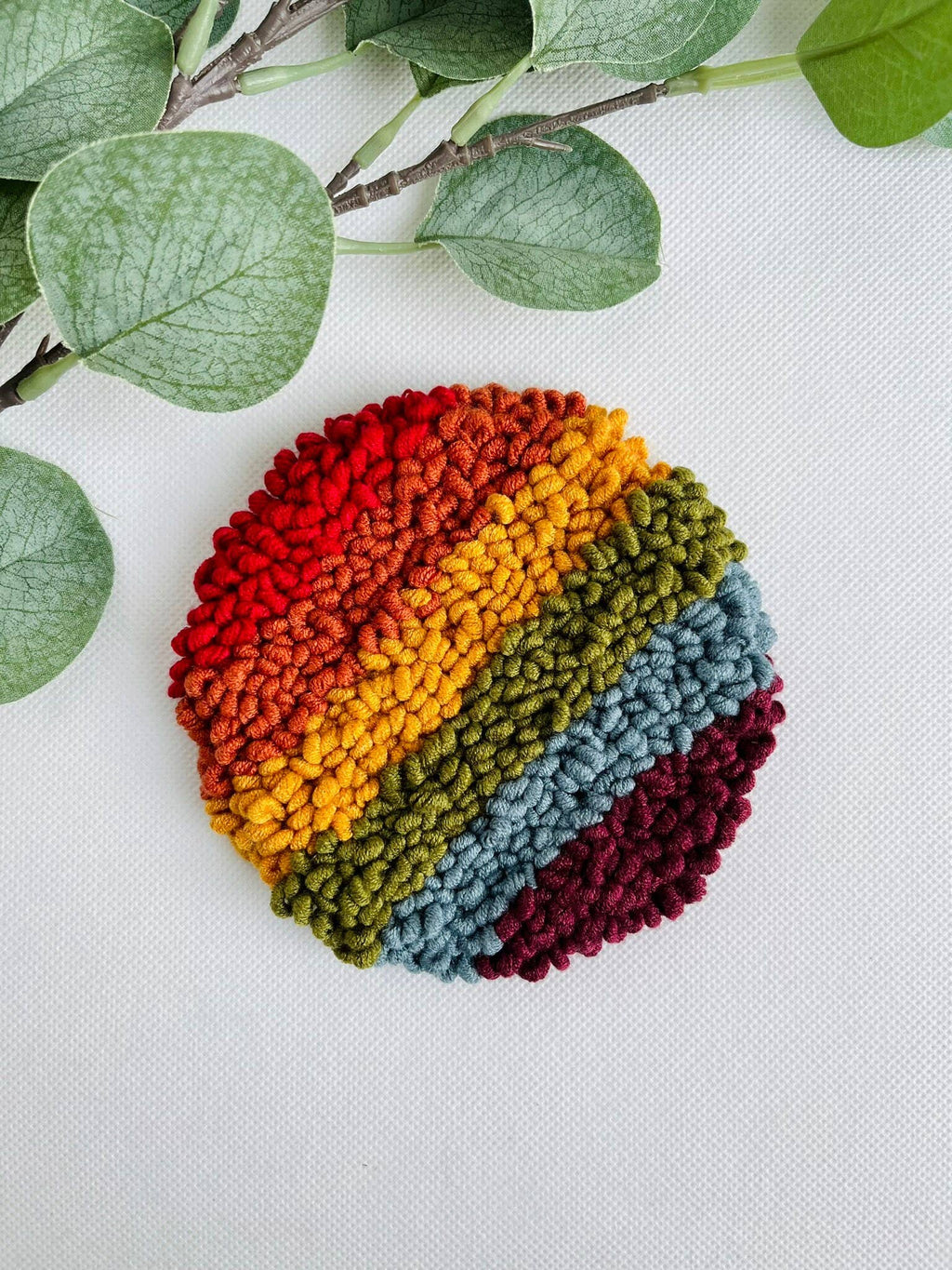 Muted Rainbow Beginner Punch Needle Mug Rug Kit