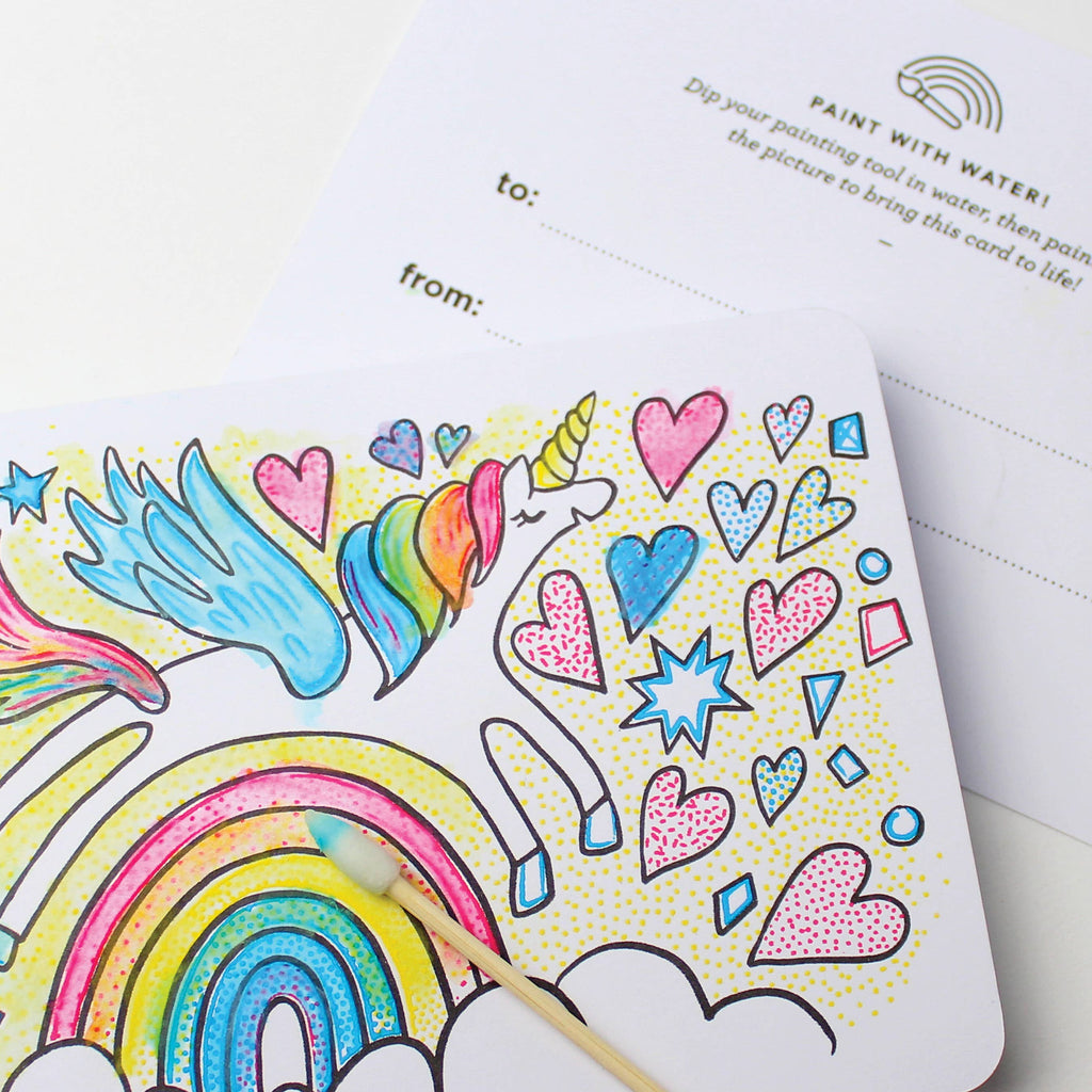 Paint with Water Valentine Cards - Unicorn
