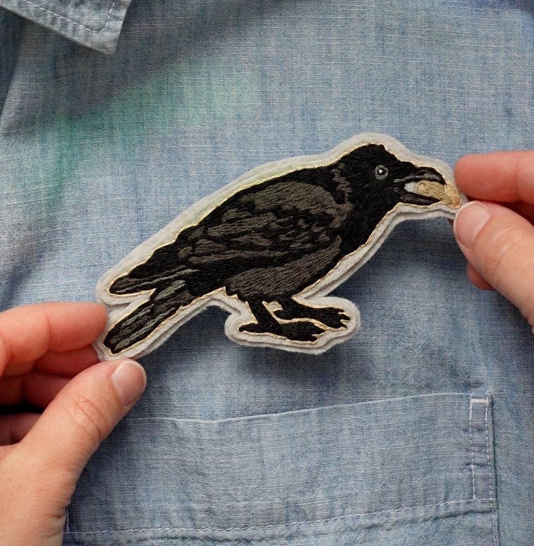 Crow Embroidered Patch Kit
