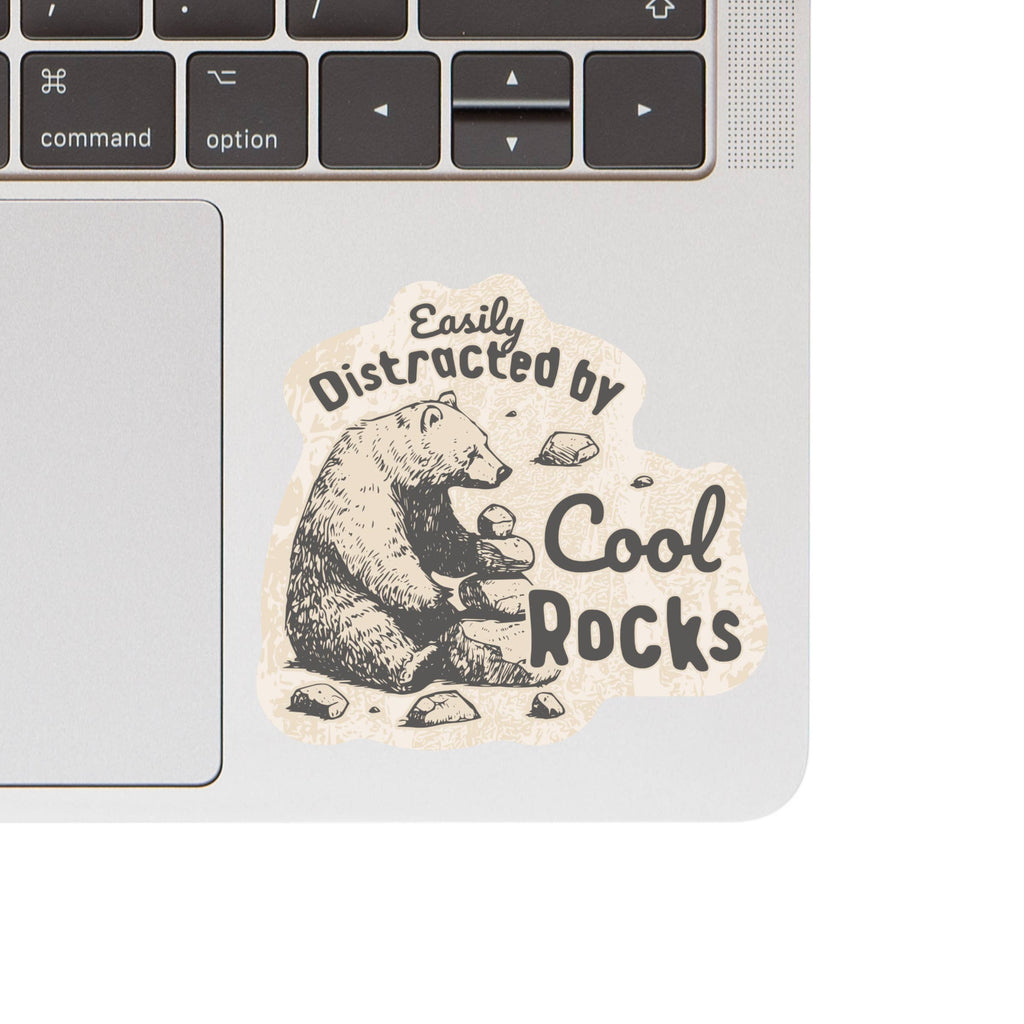 Distracted by Cool Rocks Bear High Quality Vinyl Sticker