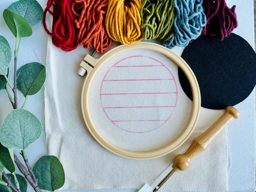 Muted Rainbow Beginner Punch Needle Mug Rug Kit