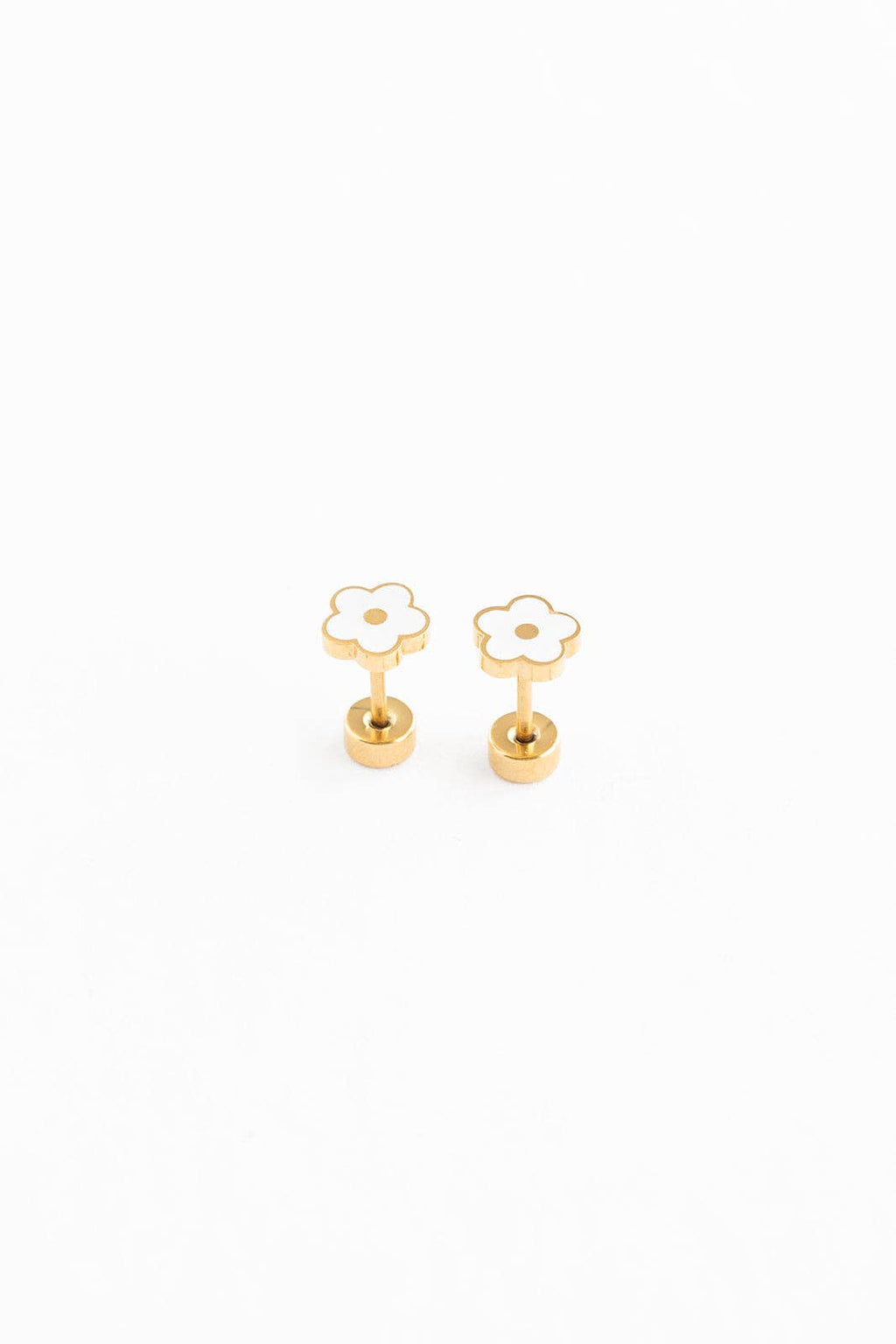 White Petite Flower Earrings
