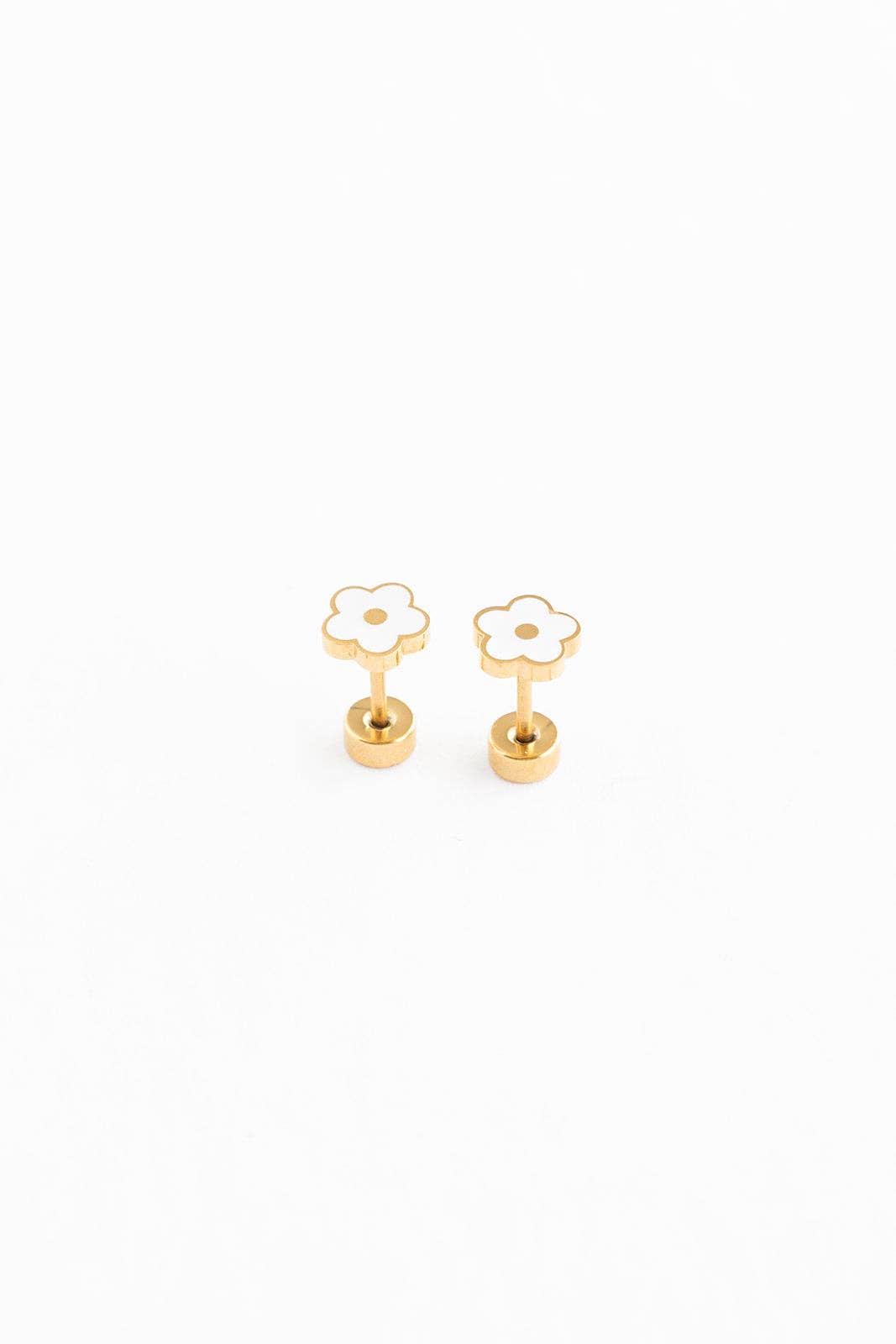 White Petite Flower Earrings