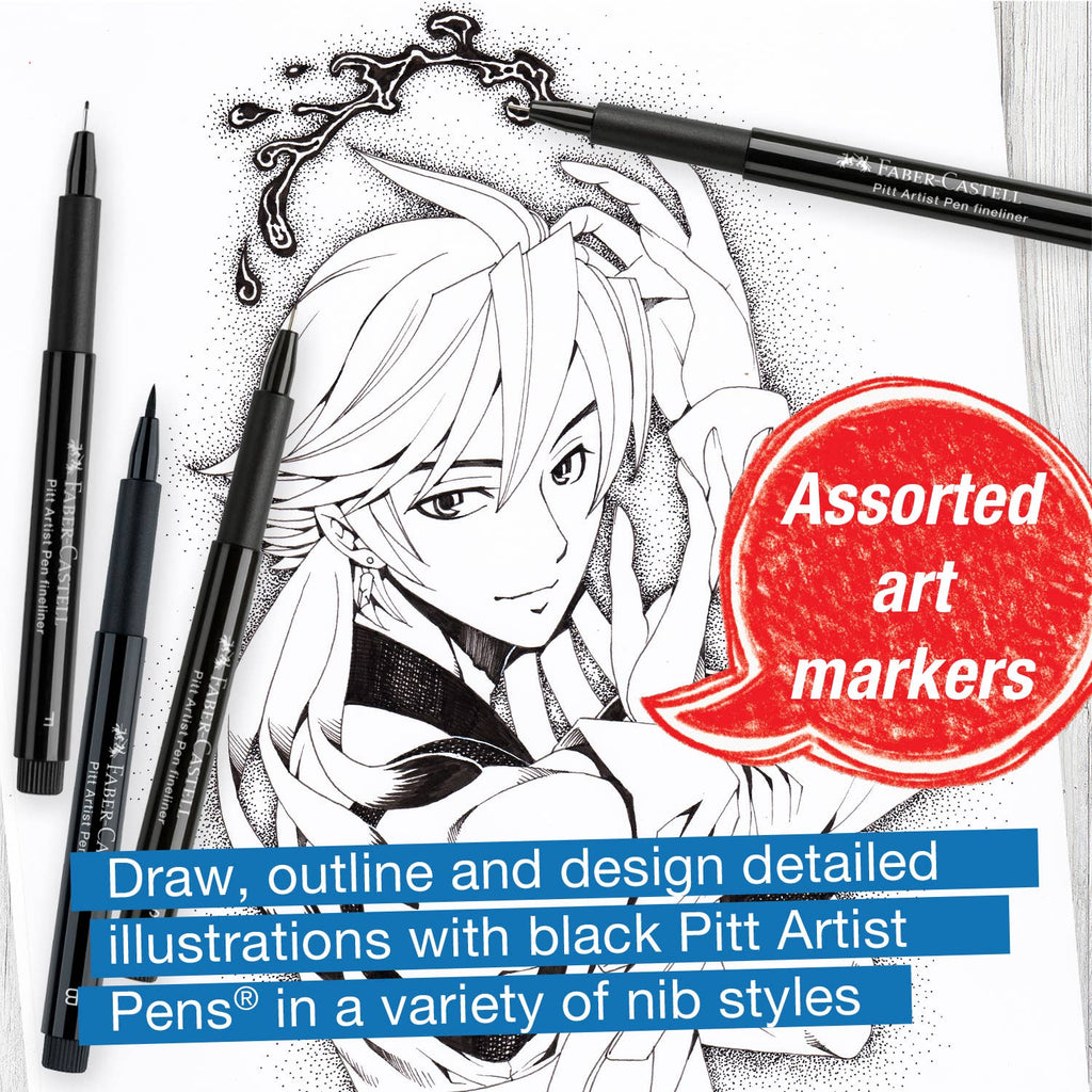 Pitt Artist Pen, Manga Black Set - Wallet of 4