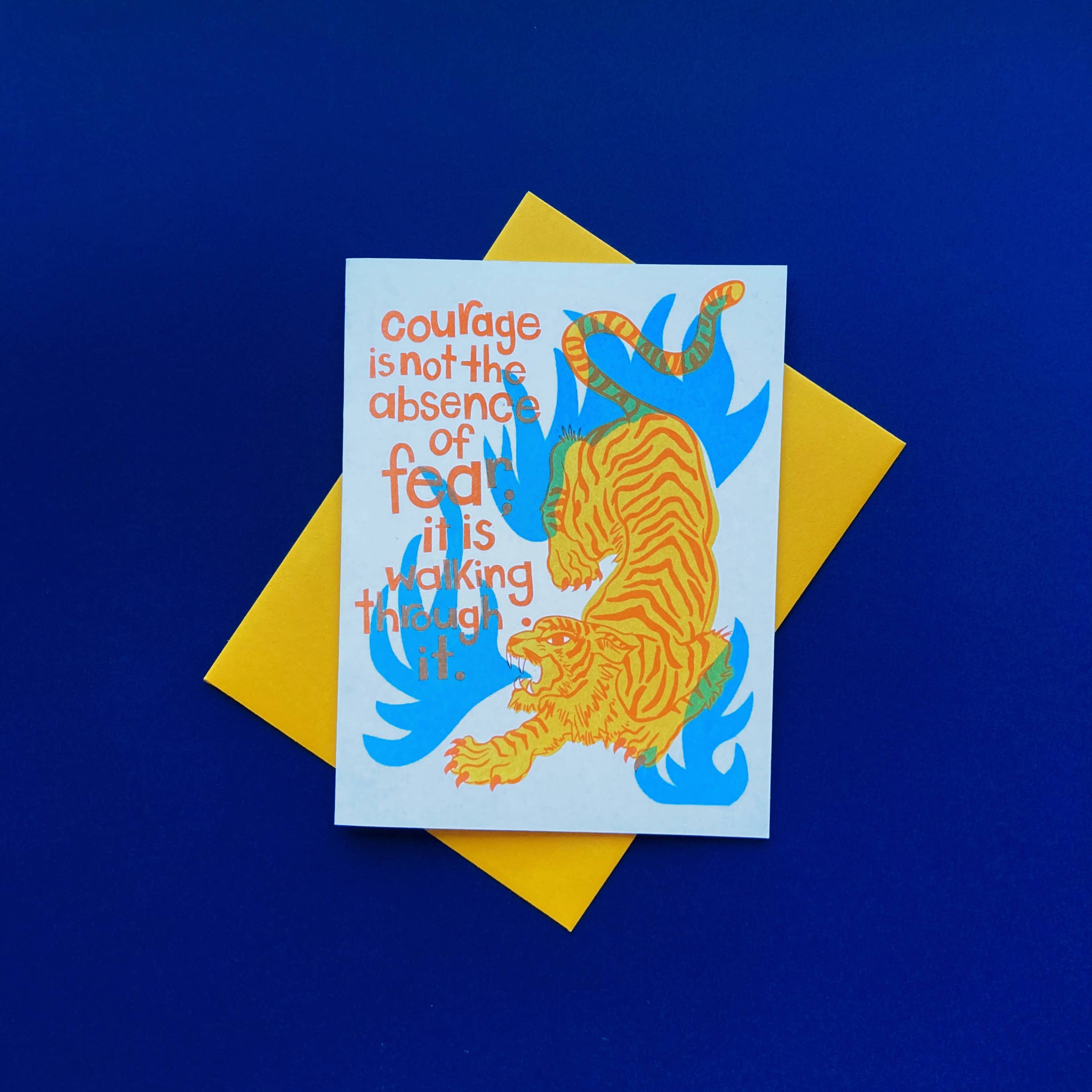 Tiger Courage - Encouragement Risograph Greeting Card