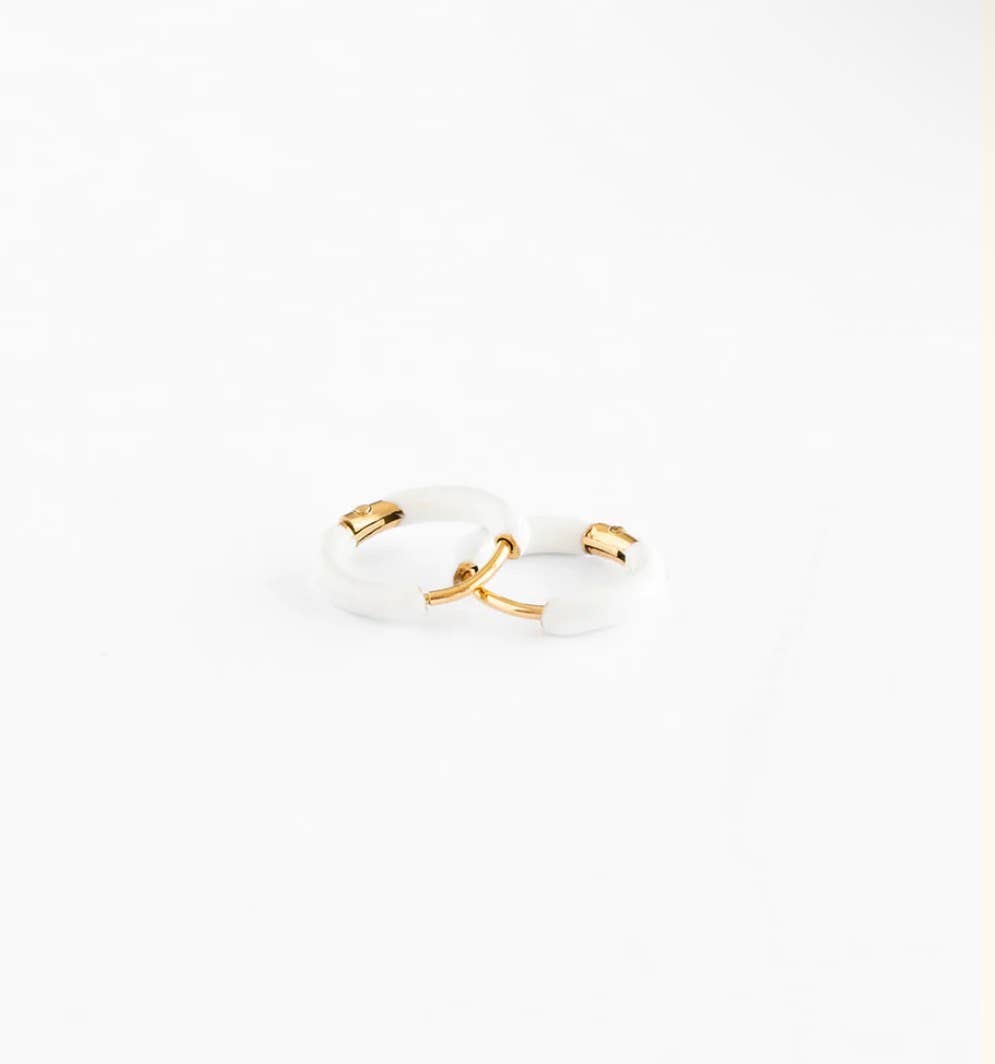 Enamel Hoop Earrings - Hypoallergenic, Flat Back, Girl Gift