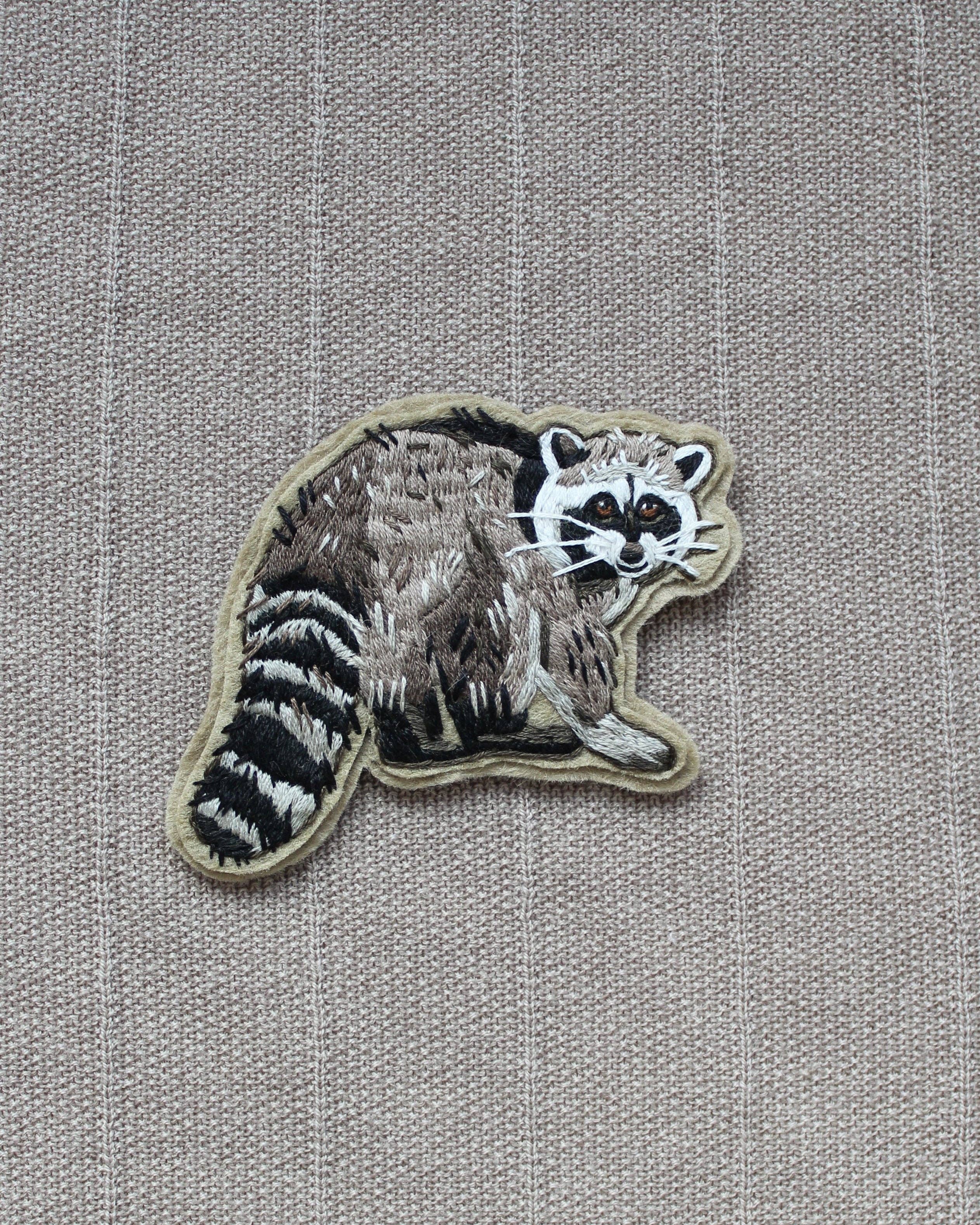 Raccoon Embroidered Patch Kit