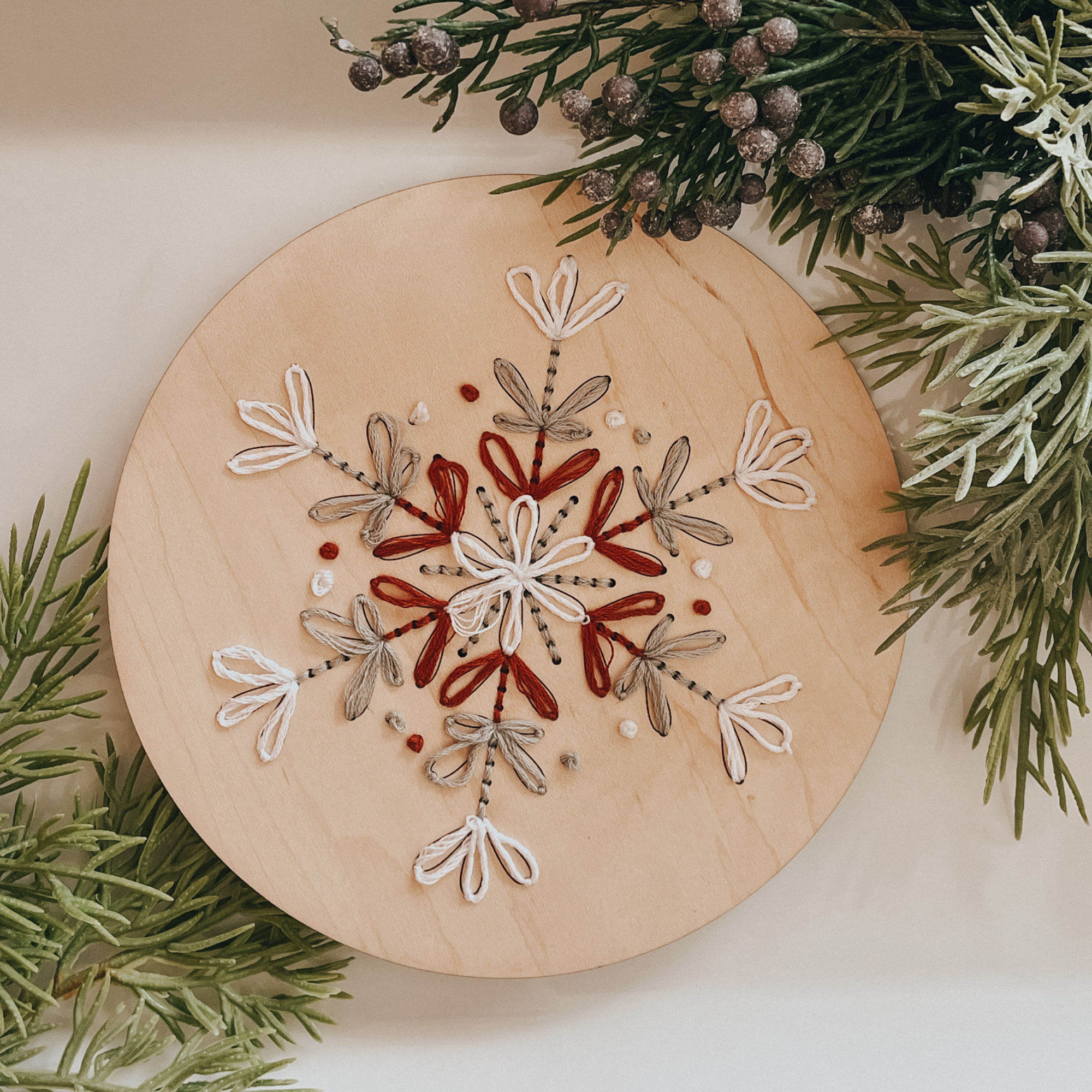 Loopy Snowflake Embroidery Kit – Winter Holiday DIY Craft