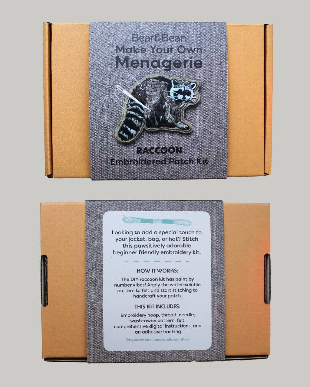 Raccoon Embroidered Patch Kit