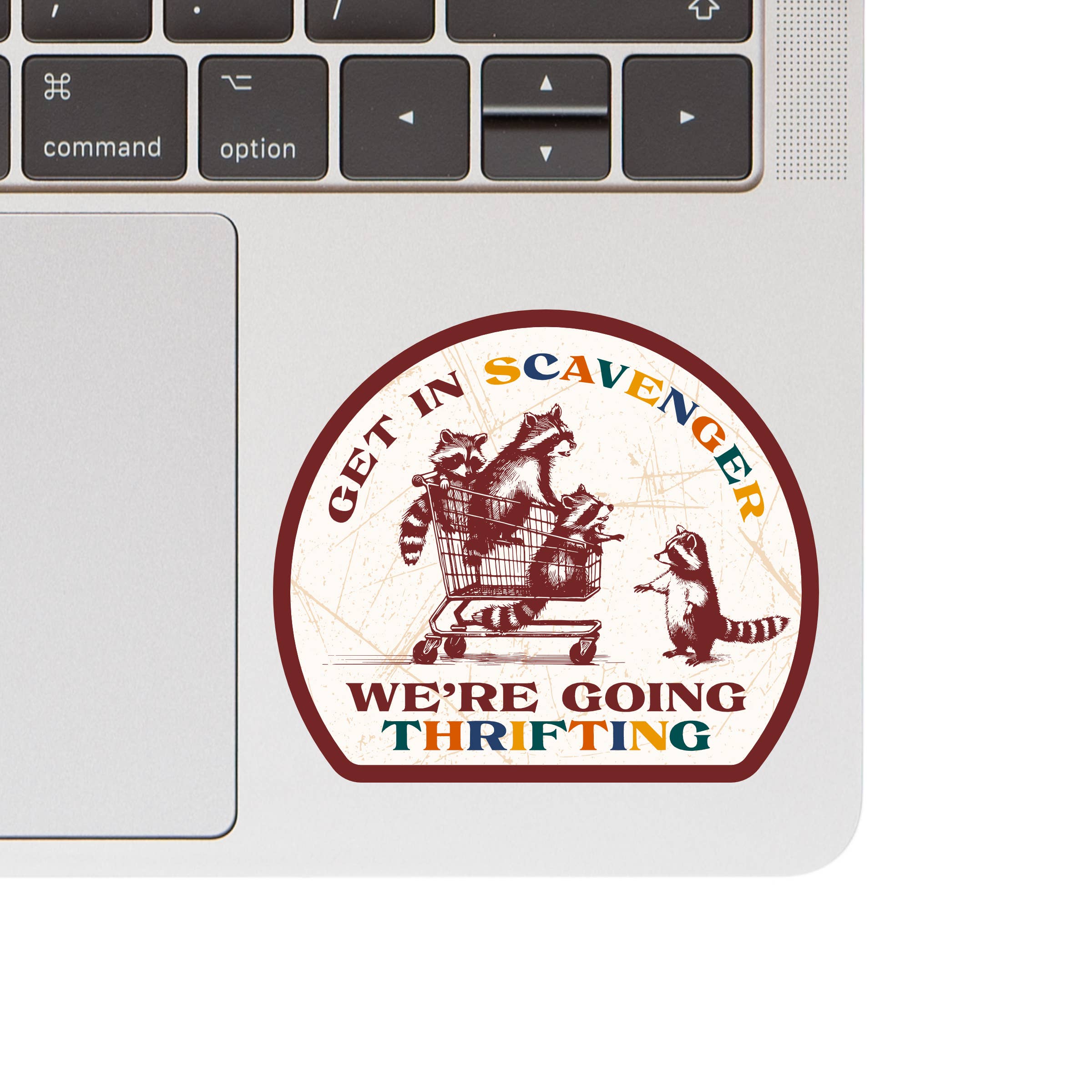 Going Thrifting Raccoon High Quality Vinyl Sticker