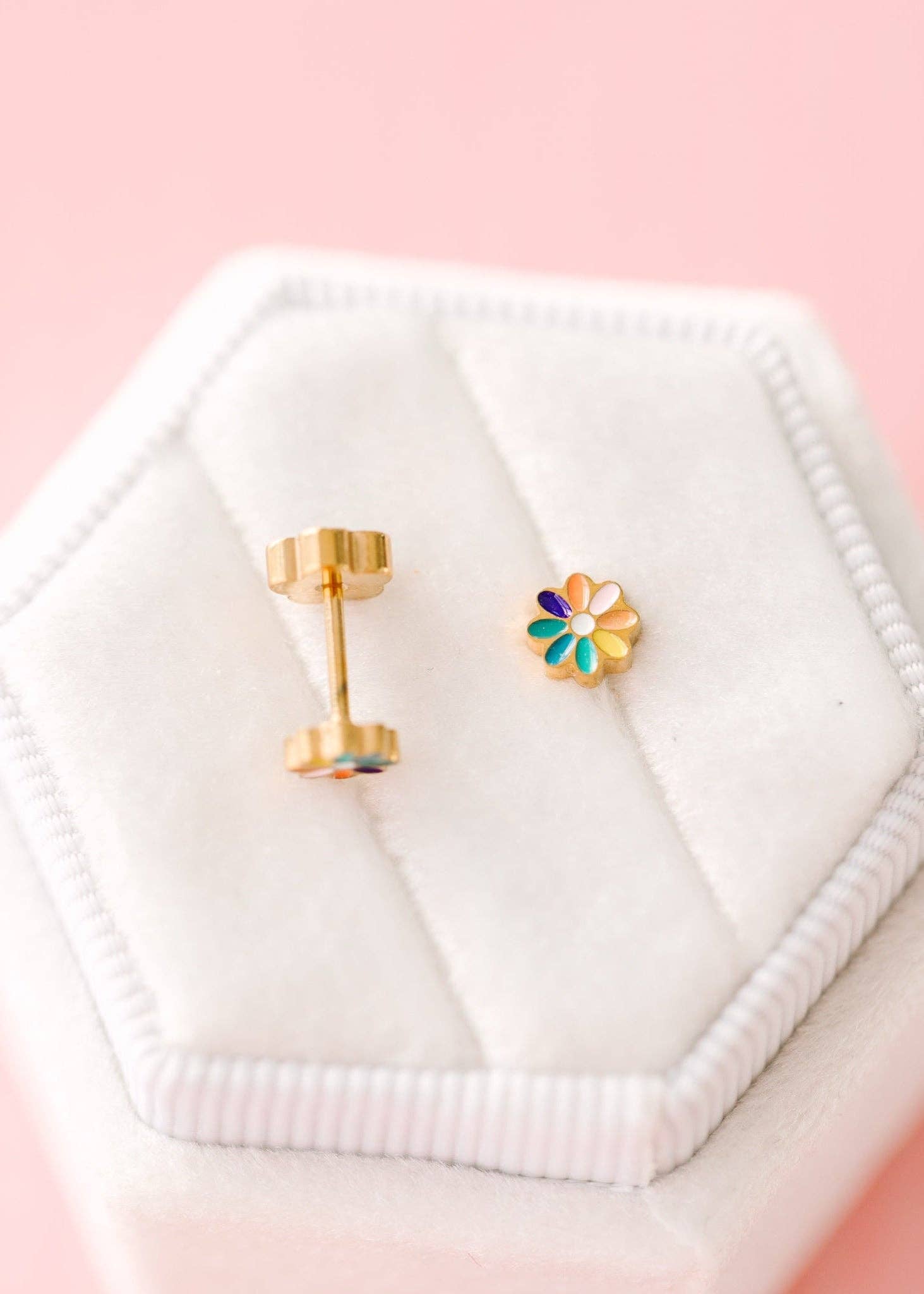 Rainbow Tiny Daisy Earrings