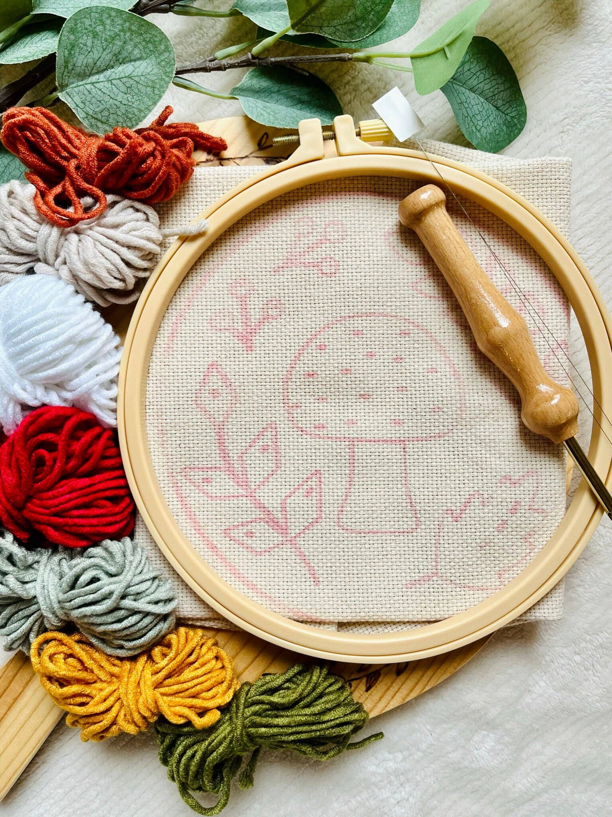 Mushroom Bouquet Punch Needle DIY Rug Hooking Kit