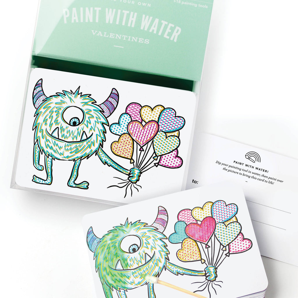 Paint with Water Valentine Cards - Monster