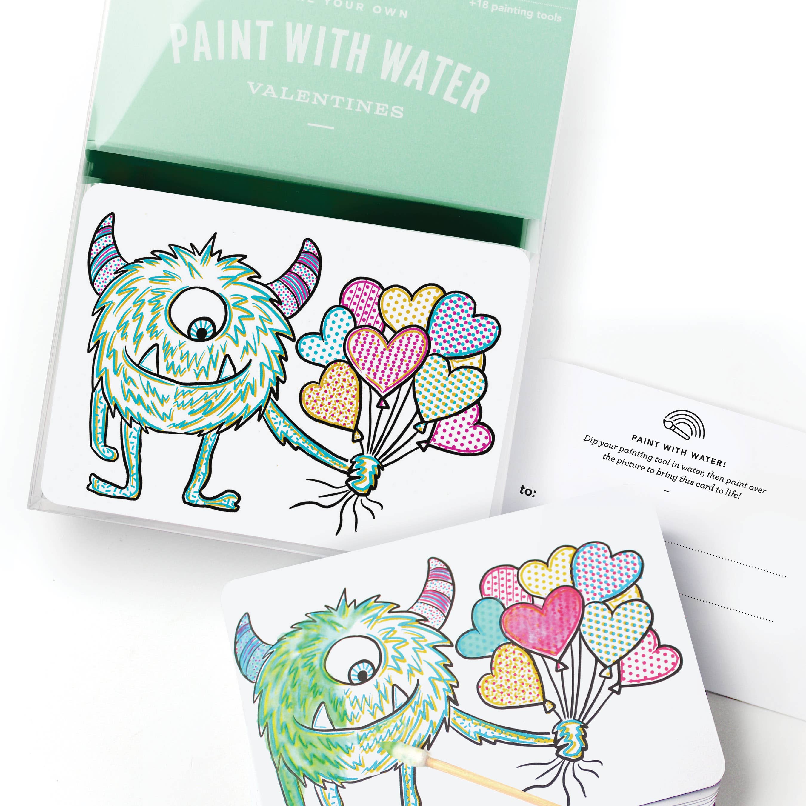 Paint with Water Valentine Cards - Monster