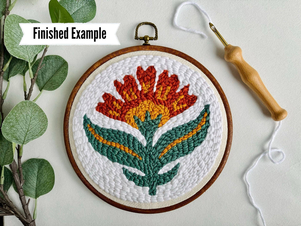 Scandi Floral Punch Needle Embroidery DIY Kit for Beginners