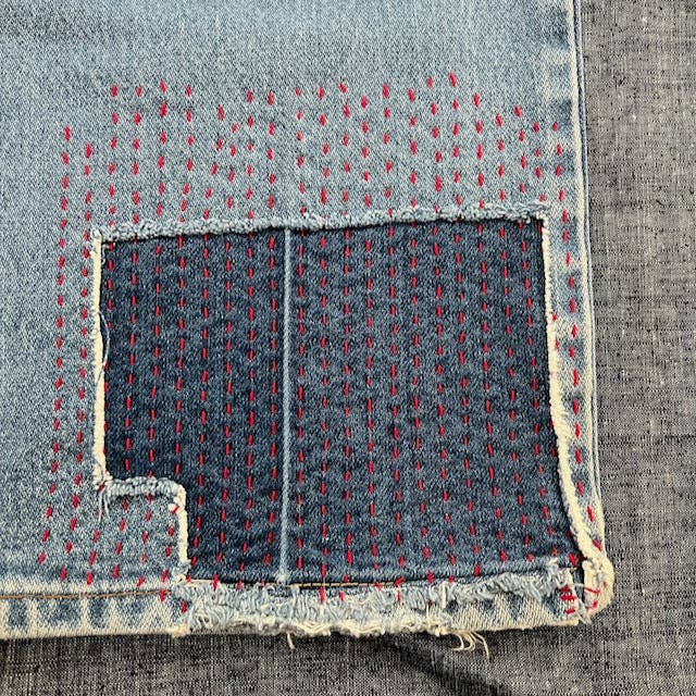 Simple Lined Sashiko Style Washable Mending Patterns