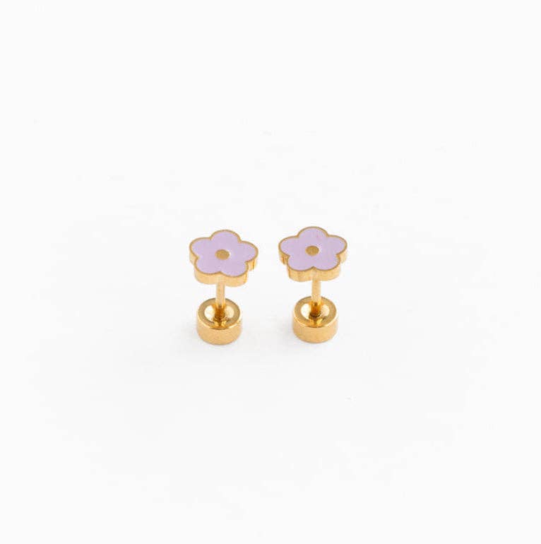 Lilac Petite Flower Earrings