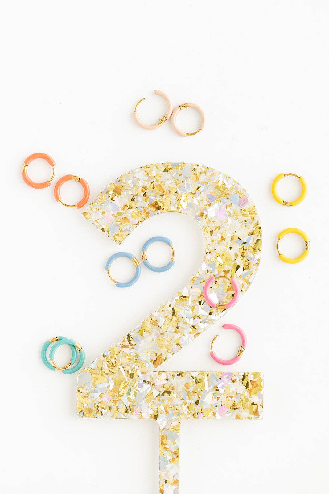 Enamel Hoop Earrings - Hypoallergenic, Flat Back, Girl Gift