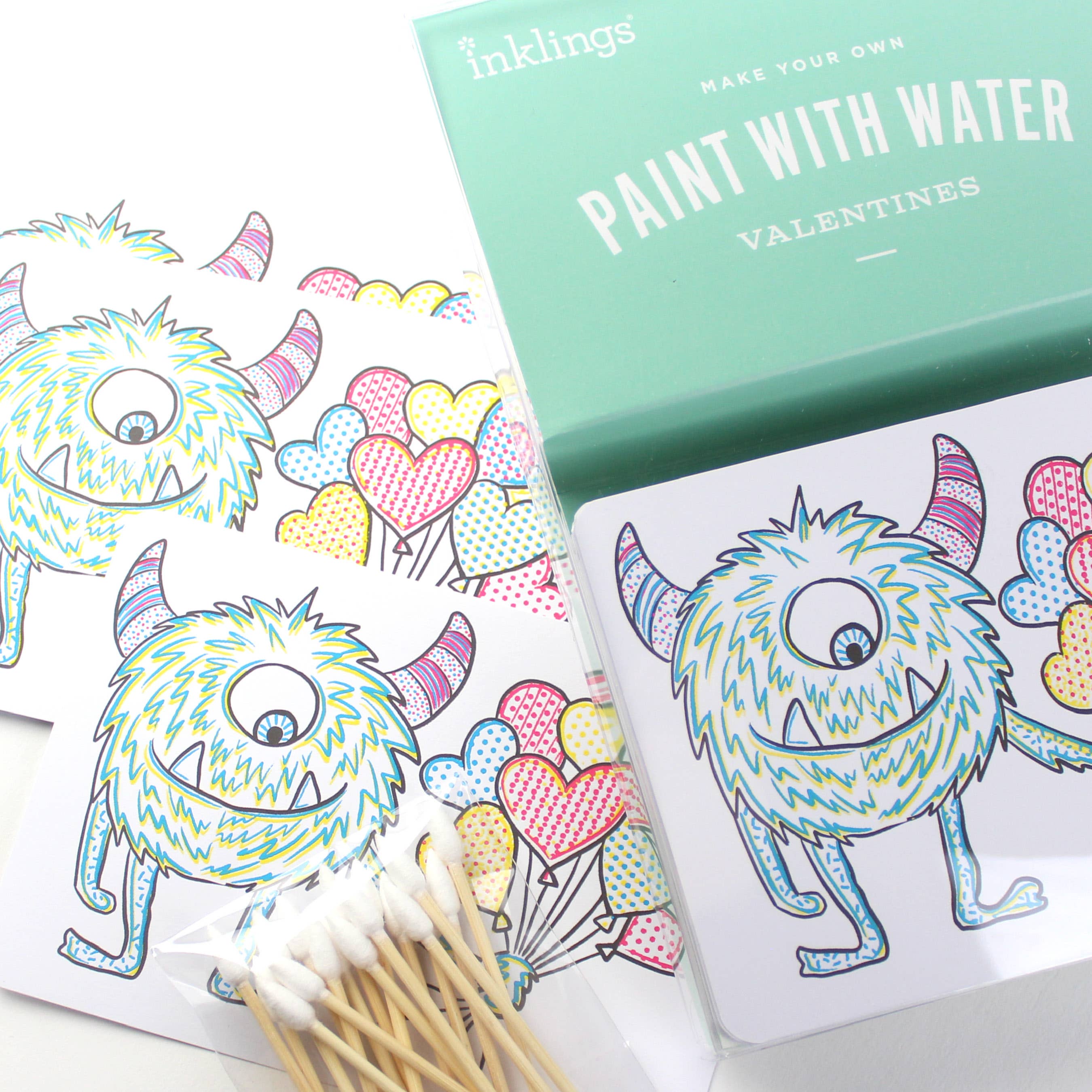 Paint with Water Valentine Cards - Monster