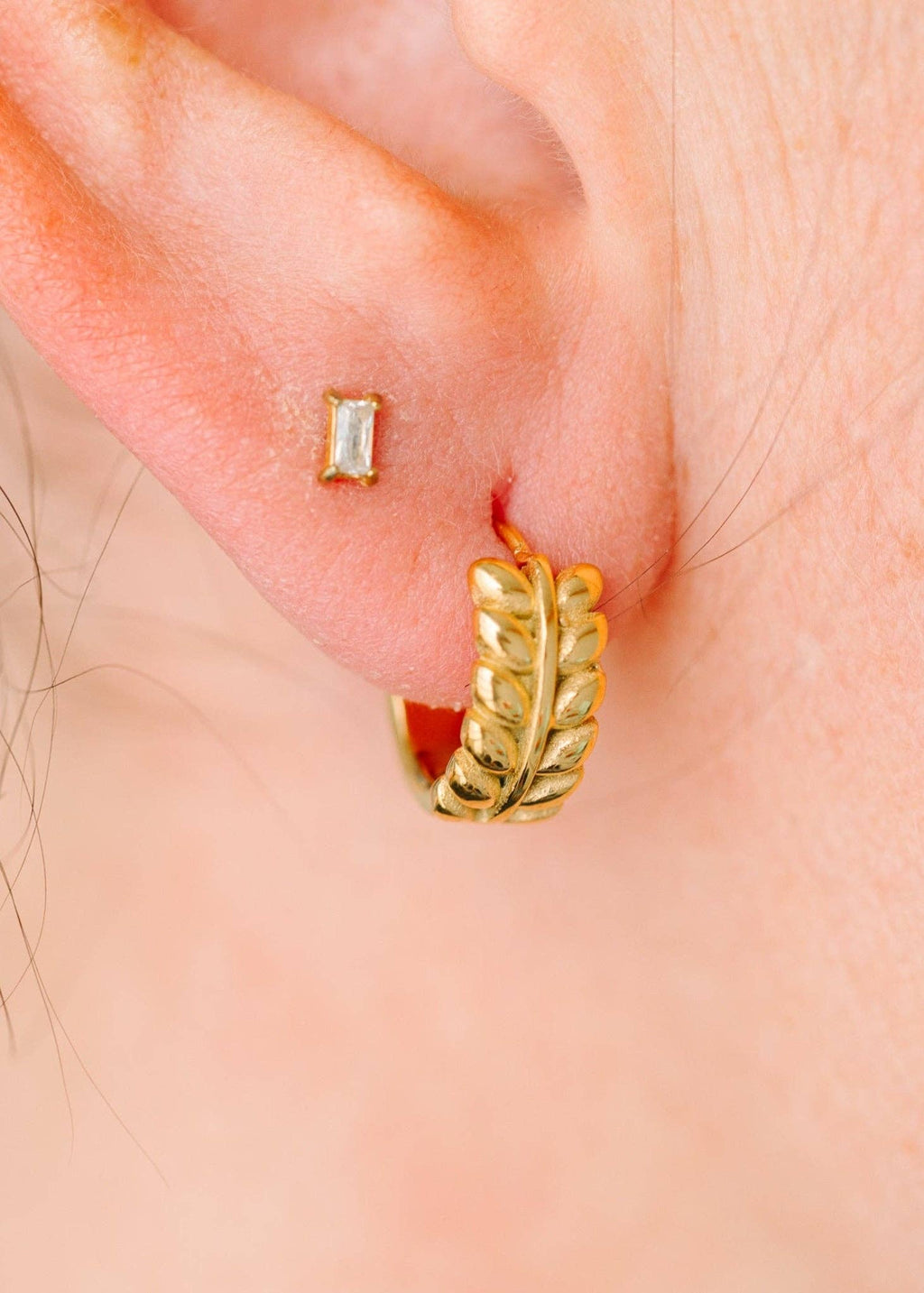 Leaf Huggies Earrings