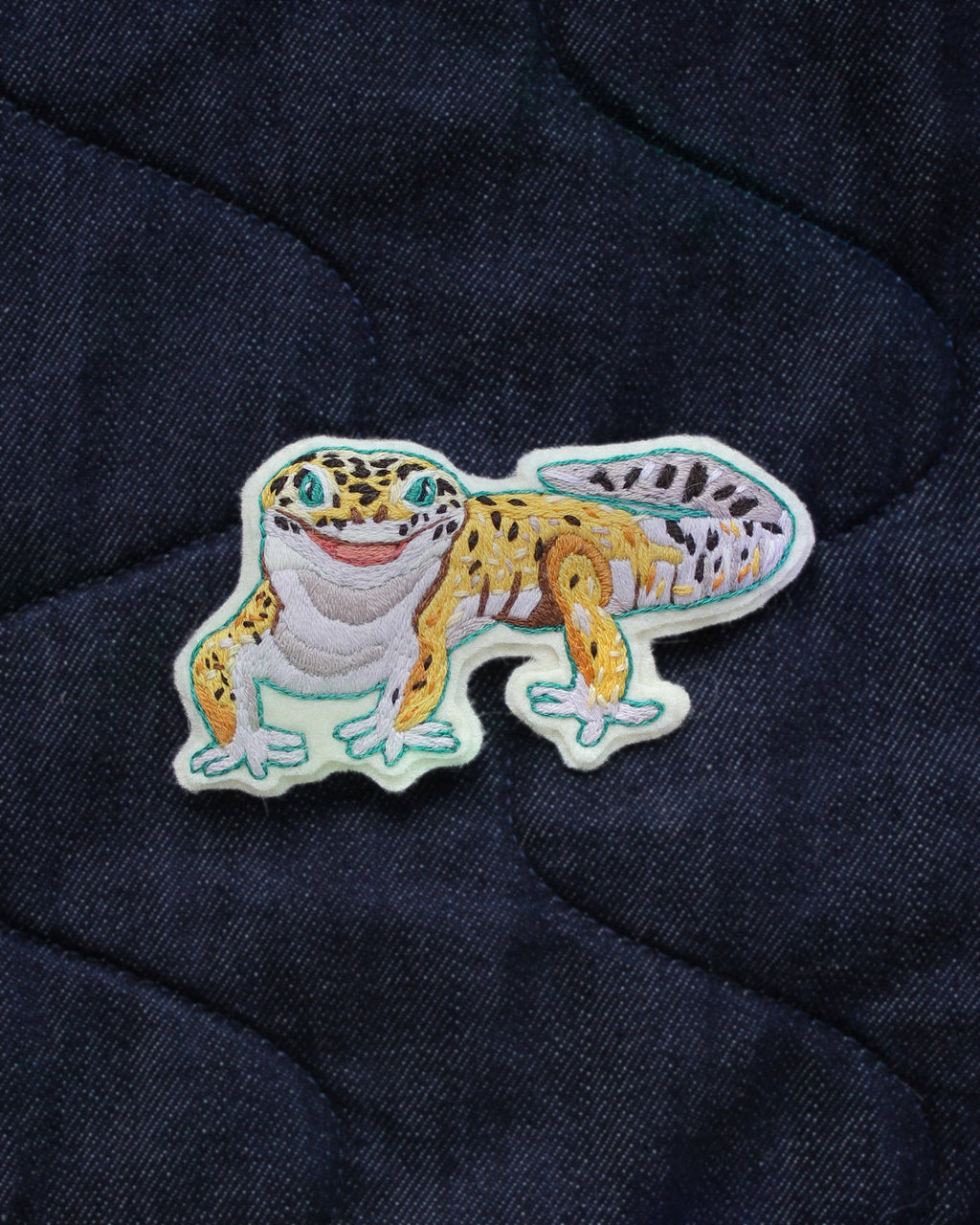 Spotted Gecko Embroidered Patch Kit