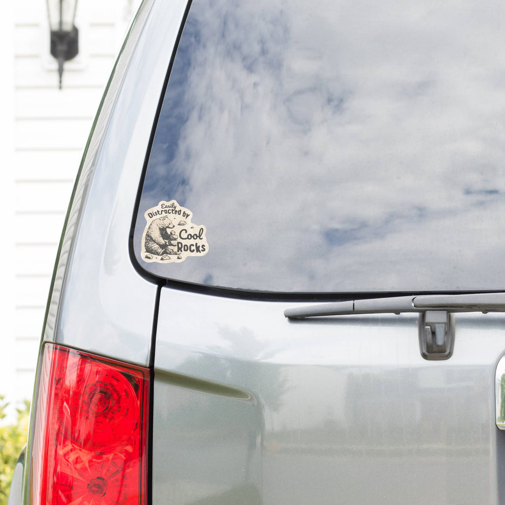 Distracted by Cool Rocks Bear High Quality Vinyl Sticker