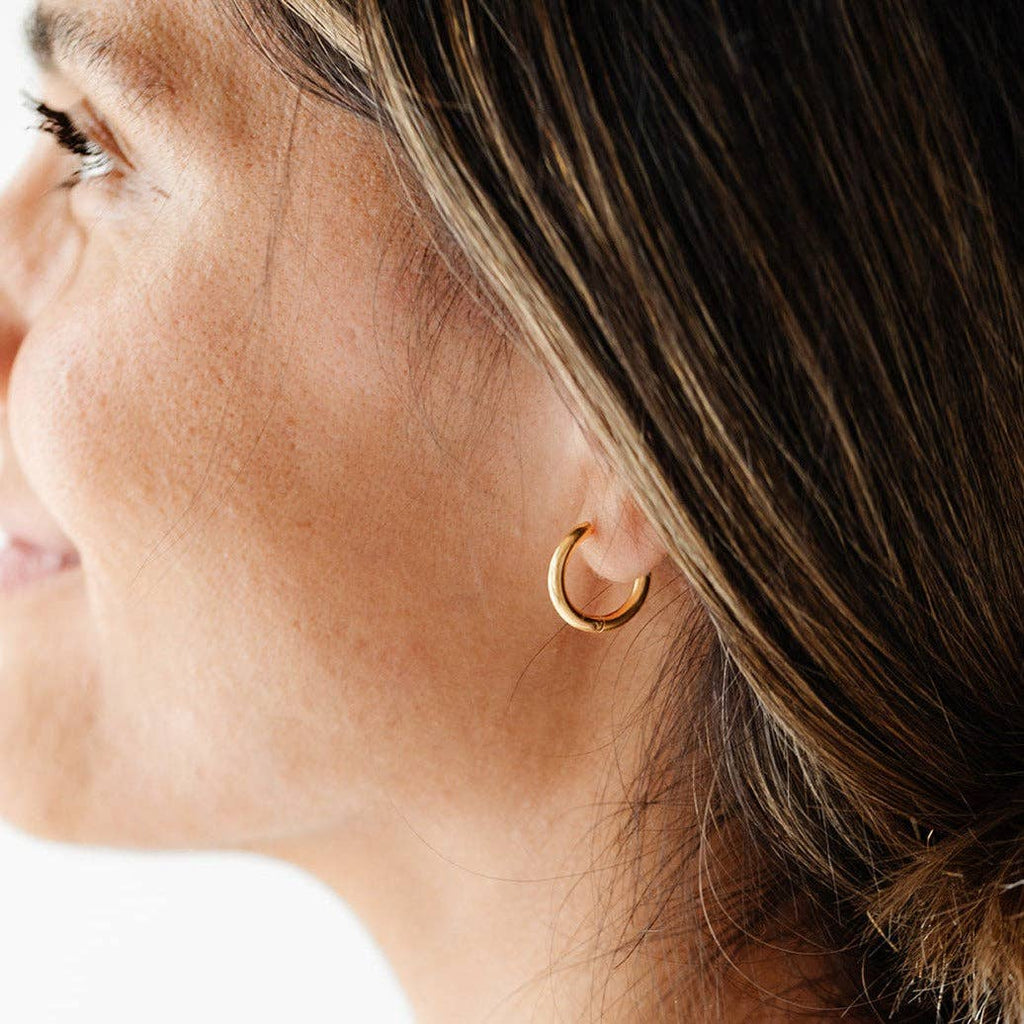 Endless Hoop Stud Earrings - Hypoallergenic, Flat Back, Girl