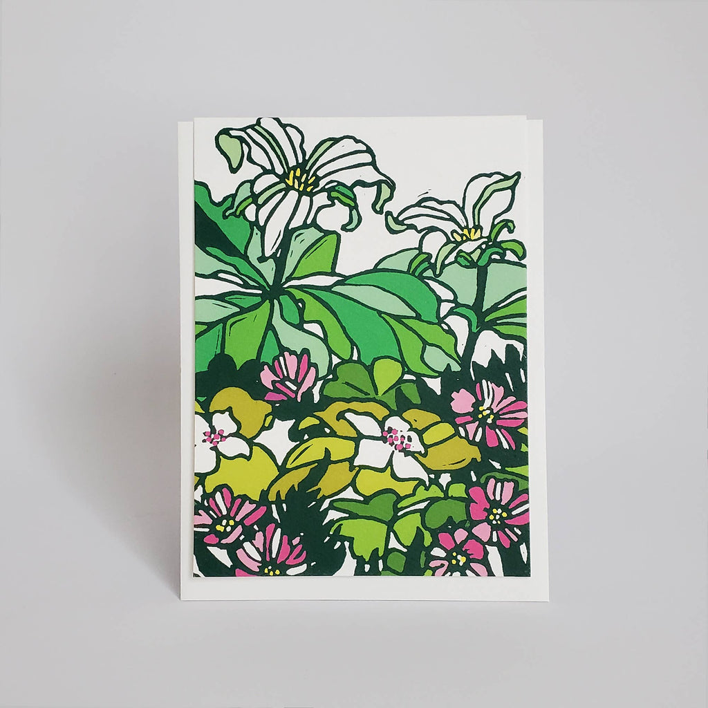 Botanical Spring Trillium Blank Note Card / Greeting Card