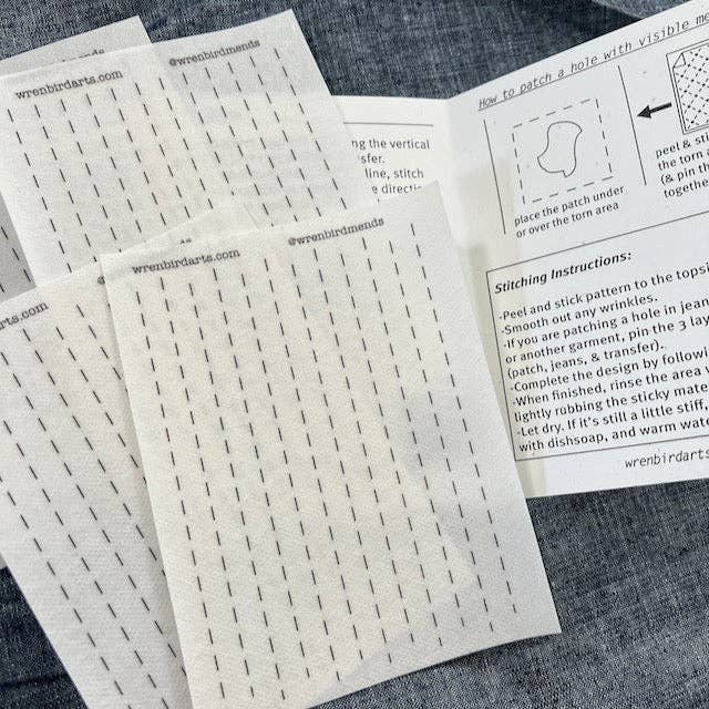 Simple Lined Sashiko Style Washable Mending Patterns