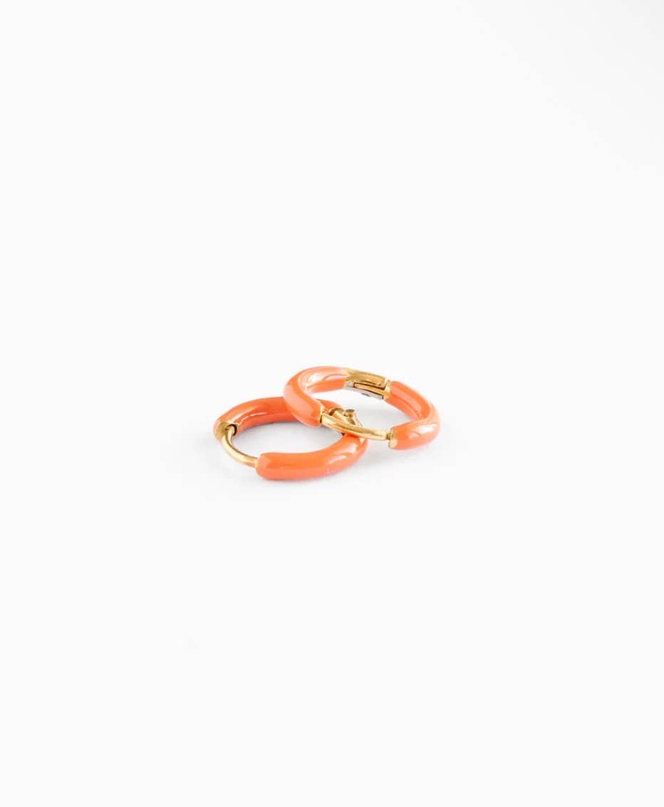 Enamel Hoop Earrings - Hypoallergenic, Flat Back, Girl Gift