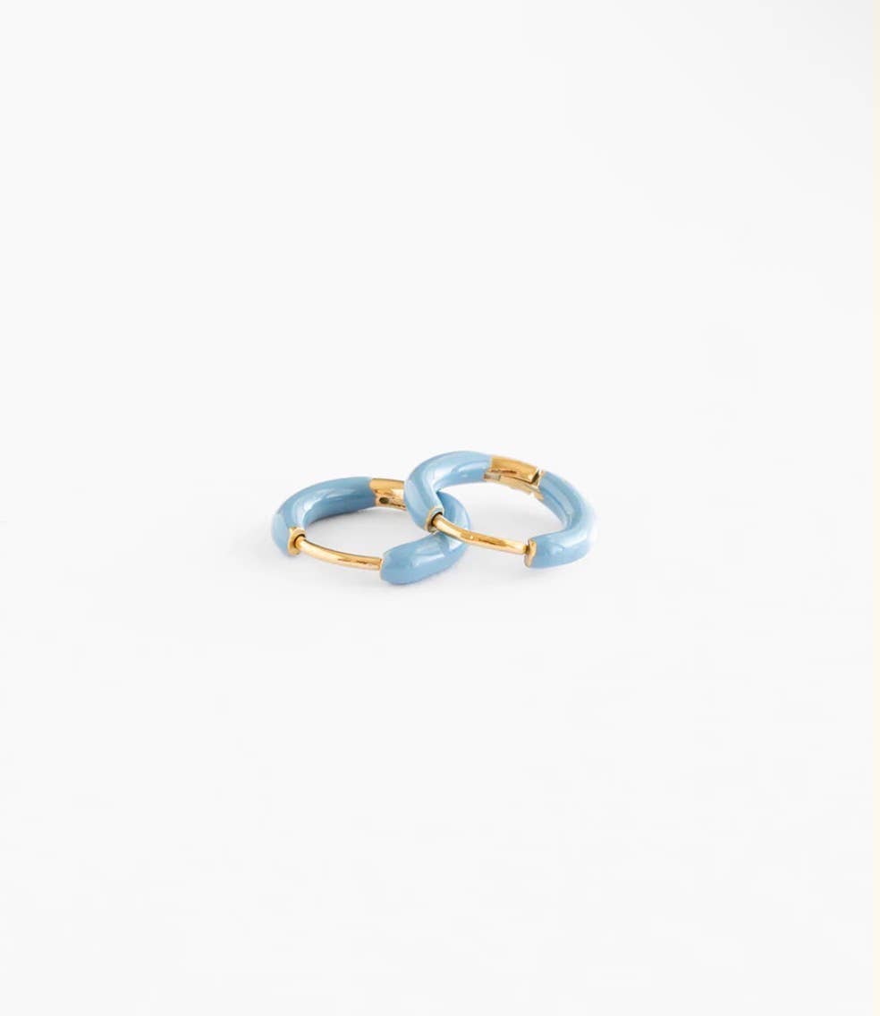 Enamel Hoop Earrings - Hypoallergenic, Flat Back, Girl Gift