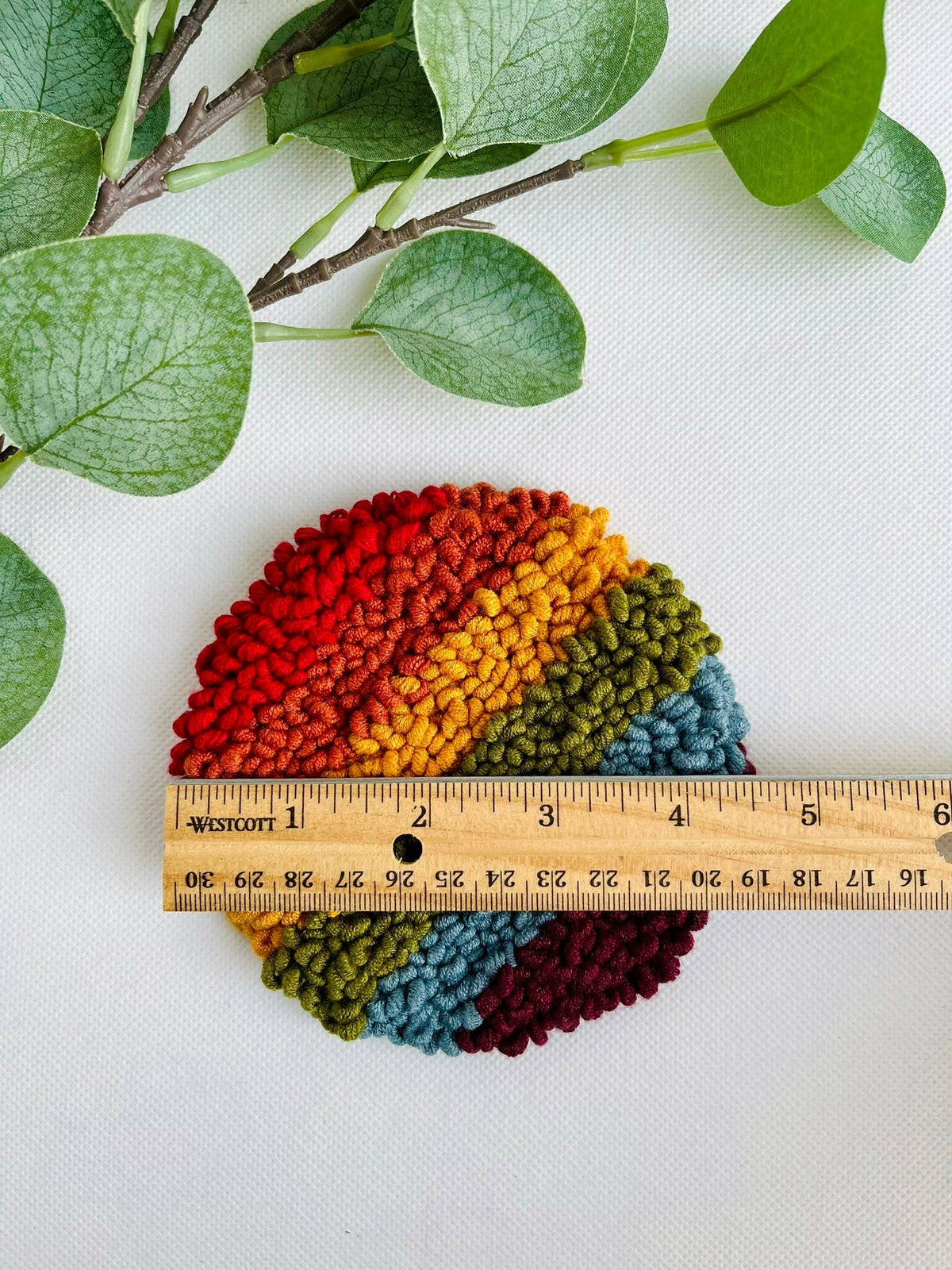 Muted Rainbow Beginner Punch Needle Mug Rug Kit