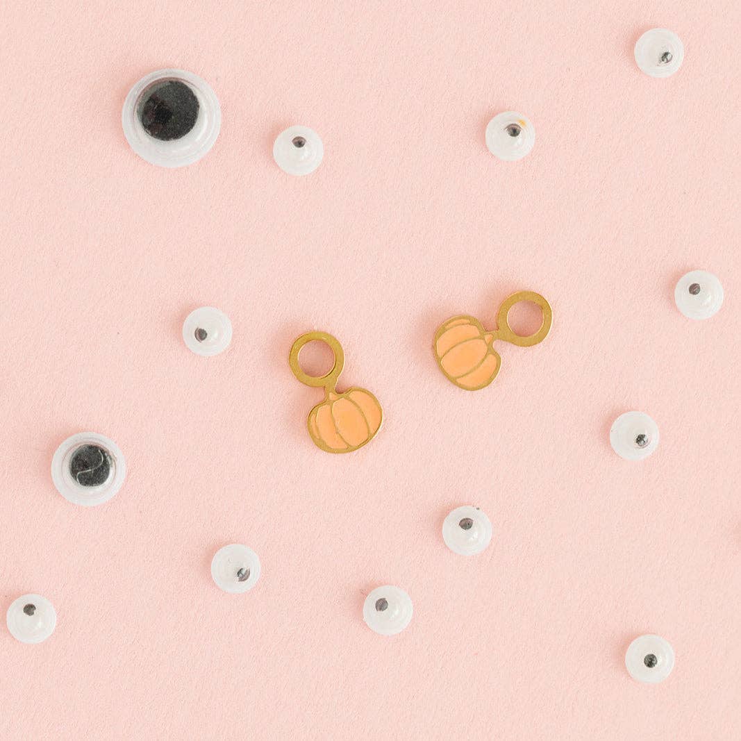 Pumpkin Charm Earrings - Hypoallergenic, Flat Back, Girl