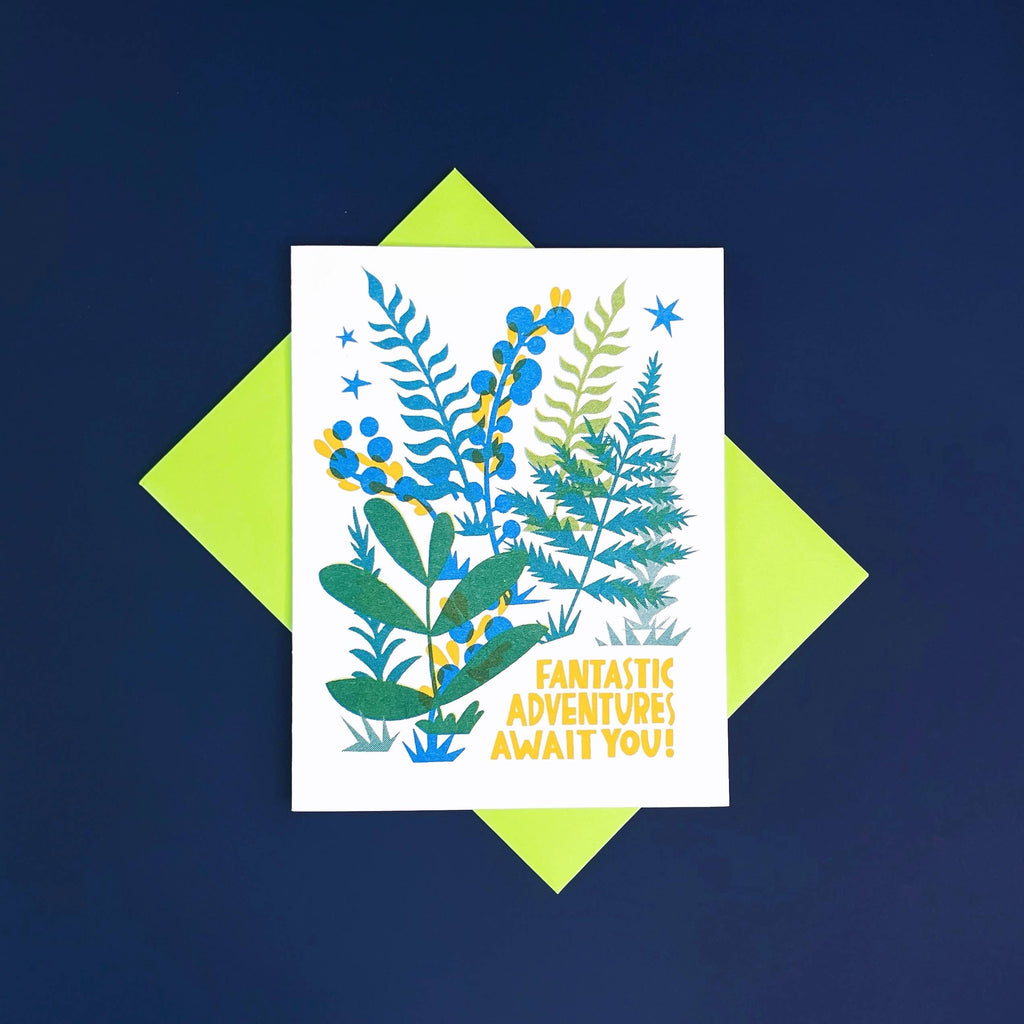 Fantastic Adventures - Forest Fern Risograph Card