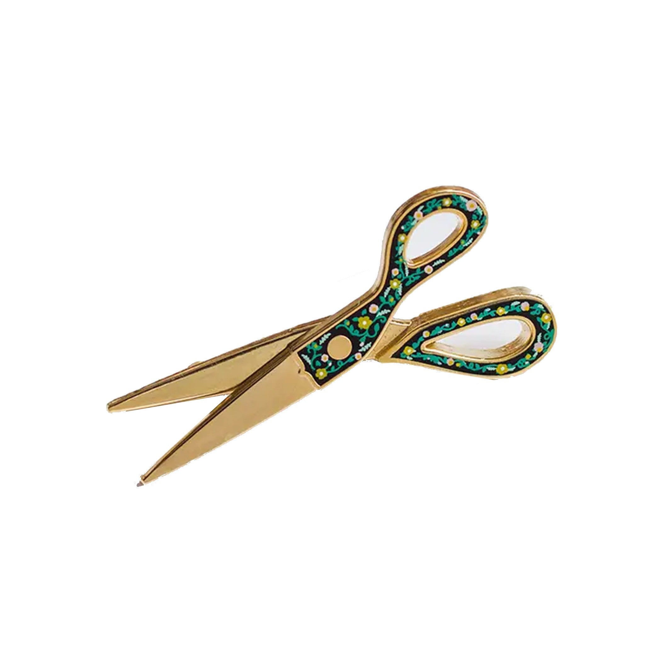 Scissors Interactive Gold Enamel Pin