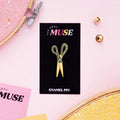Scissors Interactive Gold Enamel Pin