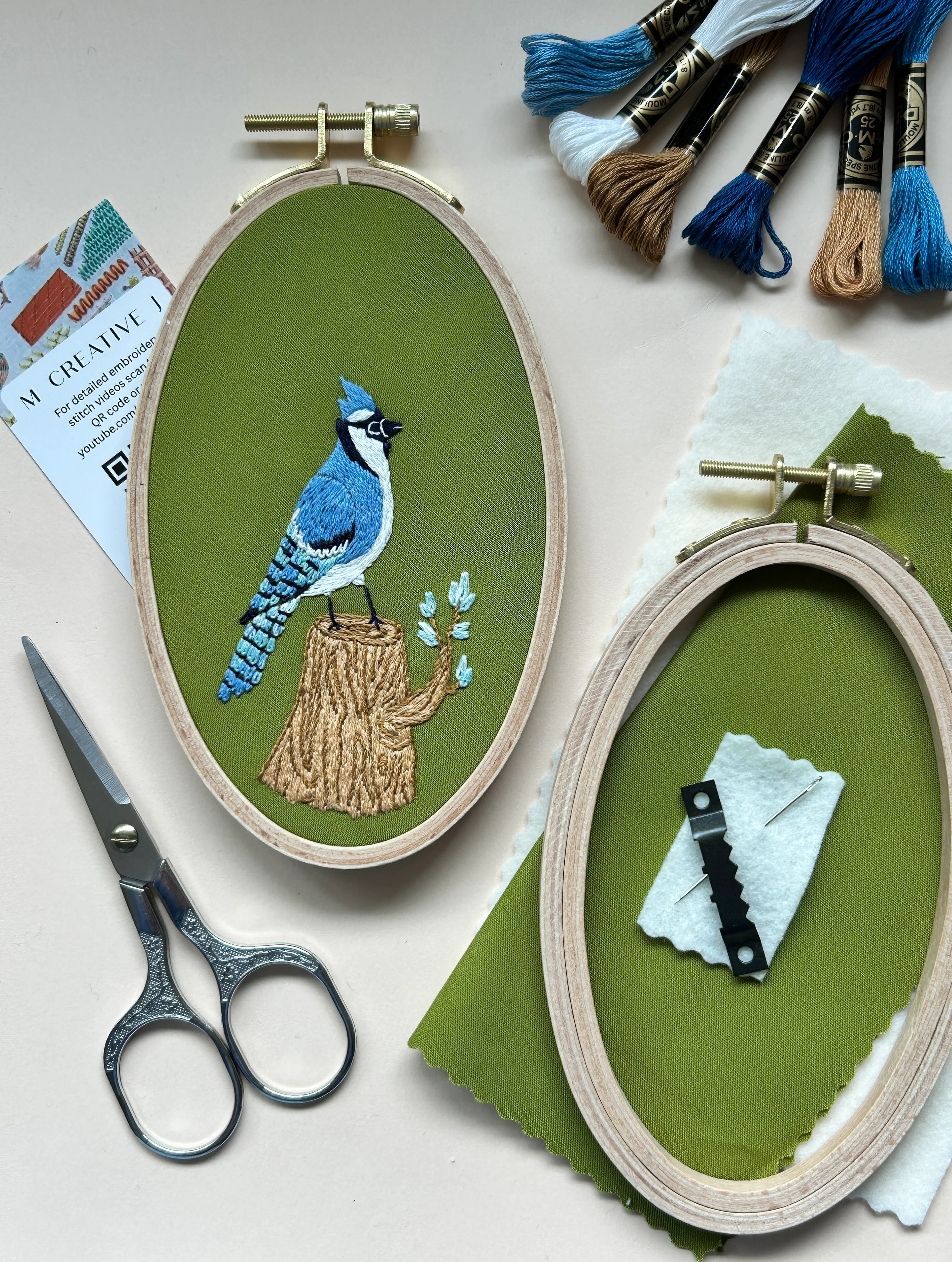 Bluejay in the Woods - Intermediate Embroidery Kit