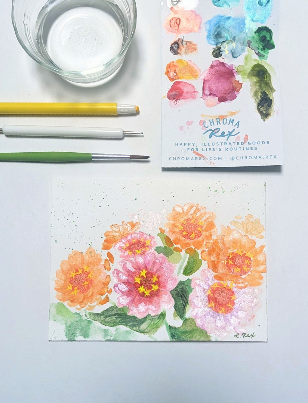 Paper Zinnia + Watercolor Class, June 13th, 3-6pm