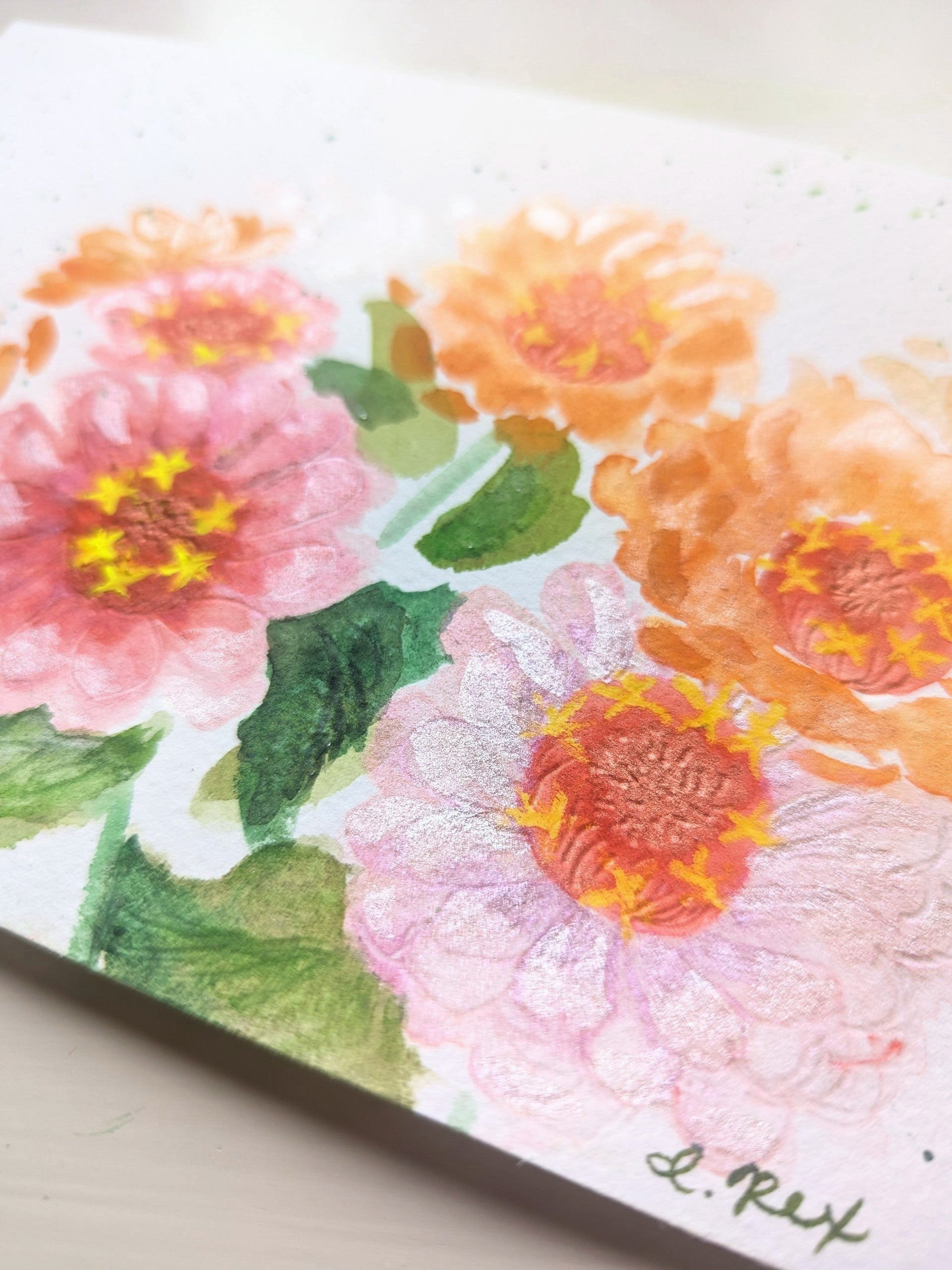 Paper Zinnia + Watercolor Class, June 13th, 3-6pm