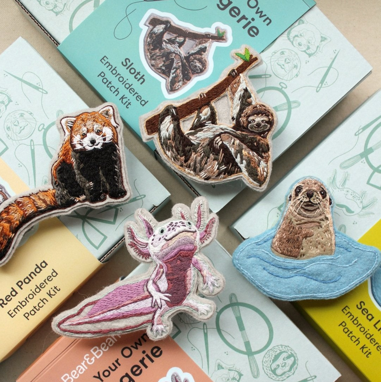 Make Your Own Menagerie Embroidered Animal Patch - Bear&Bean