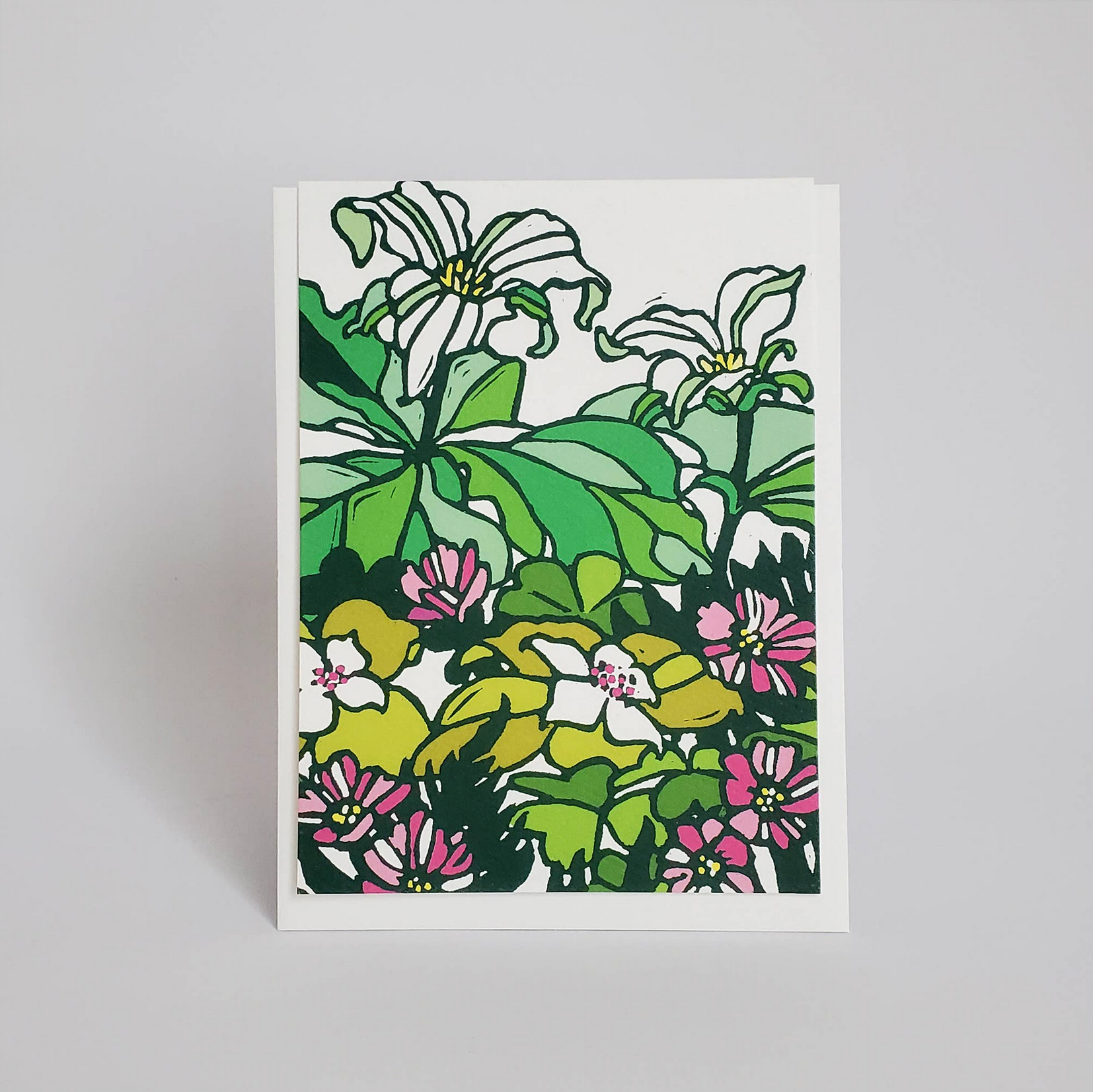 Botanical Spring Trillium Blank Note Card / Greeting Card