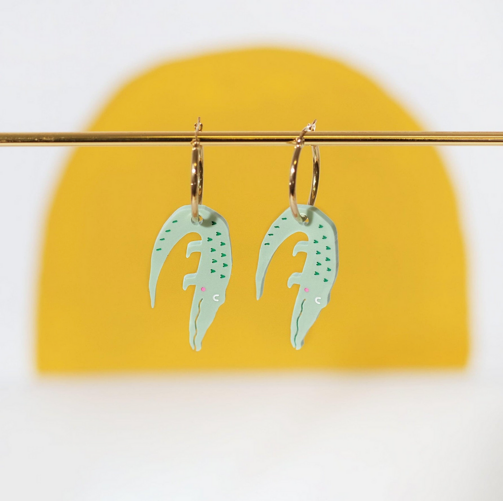 Pastel Alligator Hoop Earrings