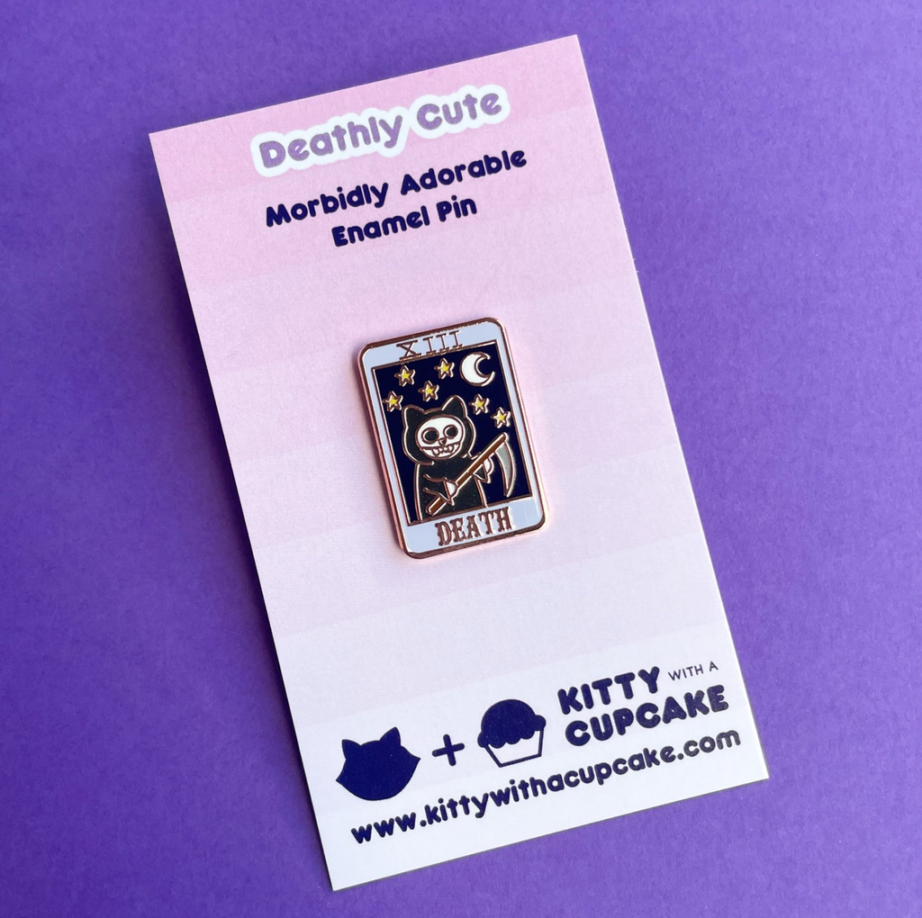 Death Tarot Kitty Enamel Pin