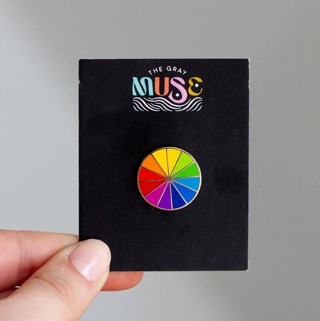 Mini Rainbow Color Wheel Enamel Pin