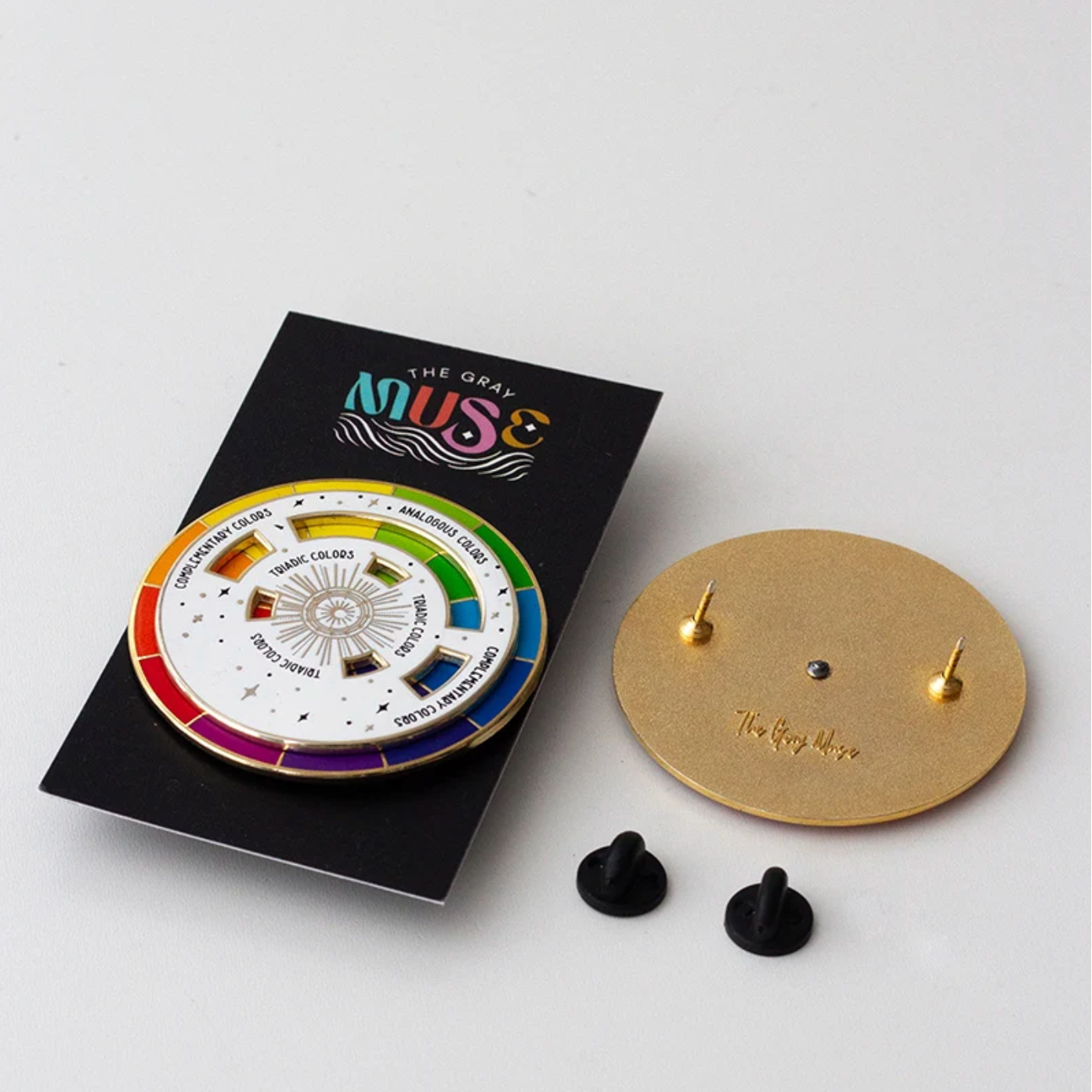 The Original Color Wheel© Interactive Spinner Enamel Pin (White/Gold)