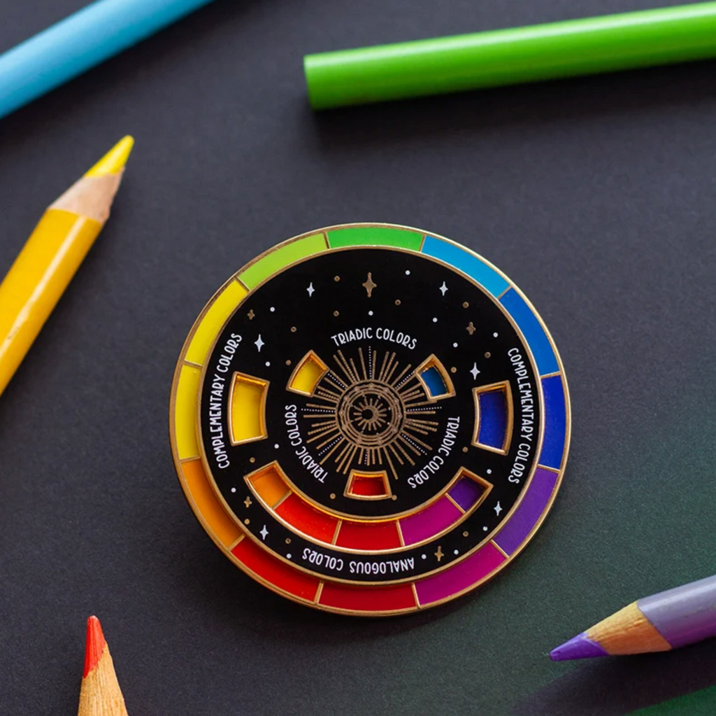 The Original Color Wheel© Interactive Spinner Enamel Pin (Black/Gold)