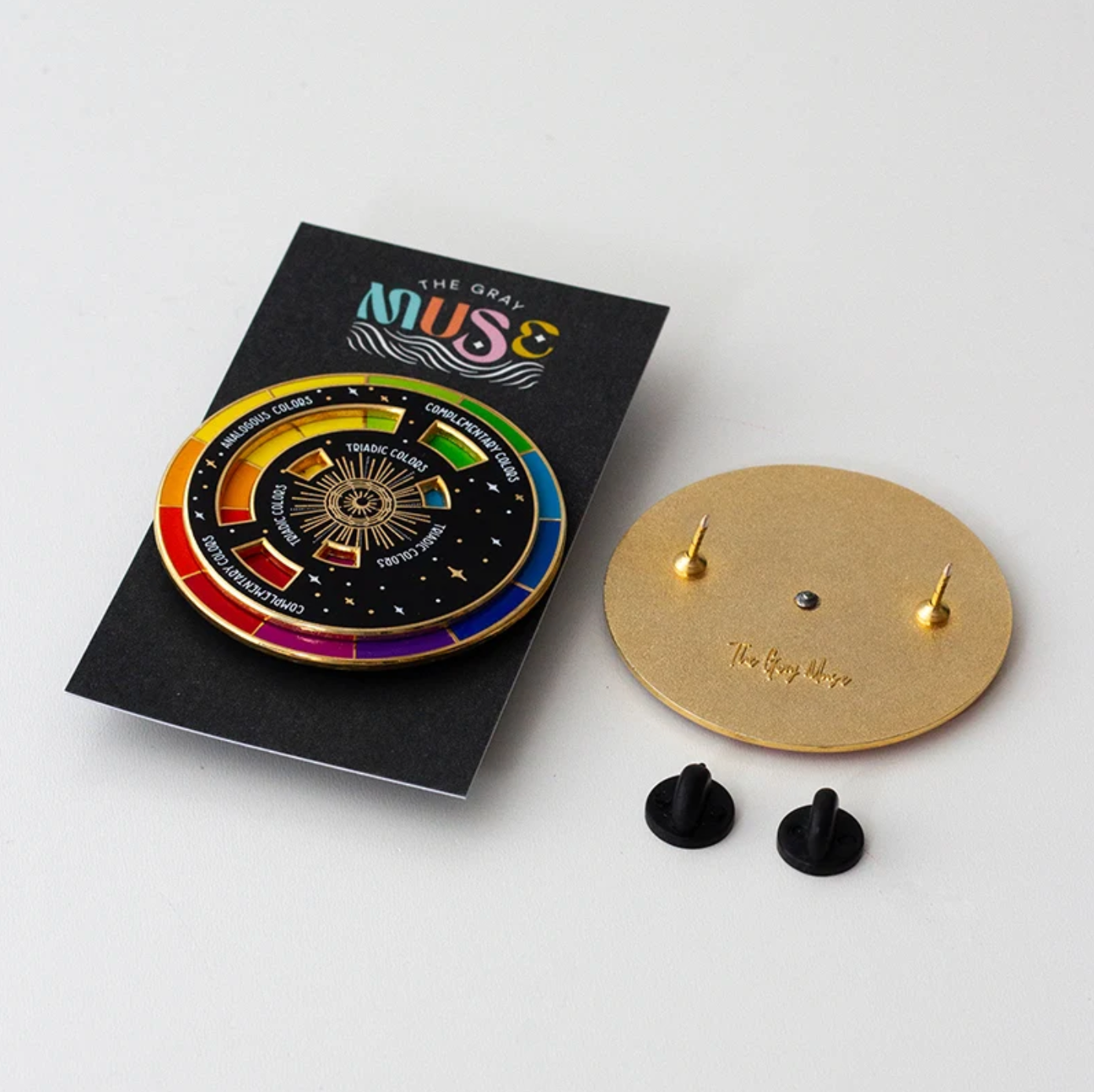 The Original Color Wheel© Interactive Spinner Enamel Pin (Black/Gold)